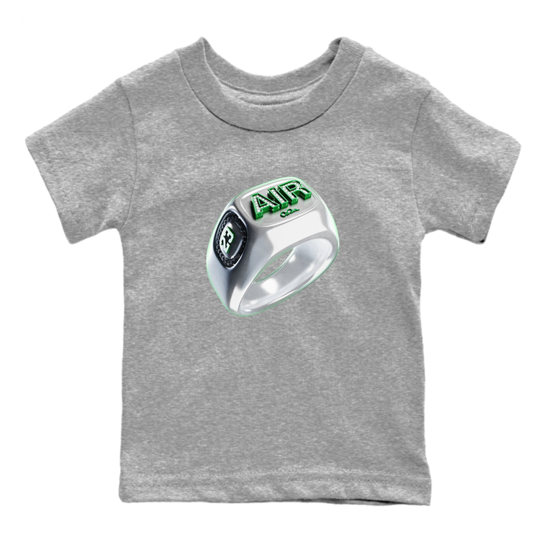 Air Jordan 4 Pine Green Sneaker Tees Drip Gear Zone Diamond Ring Sneaker Tees AJ4 Pine Green Shirt Kids Shirts Heather Grey 2