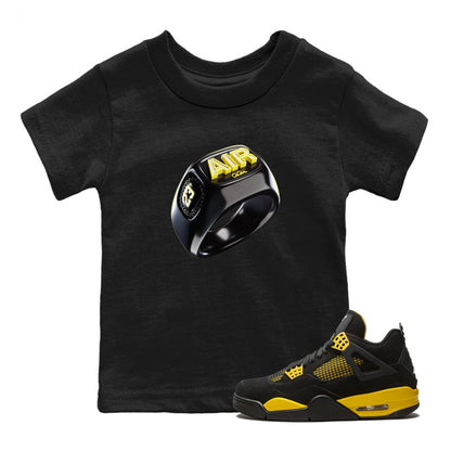 Air Jordan 4 Thunder Sneaker Tees Drip Gear Zone Diamond Ring Sneaker Tees AJ4 Thunder Jumpman Shirt Kids Shirts Black 1