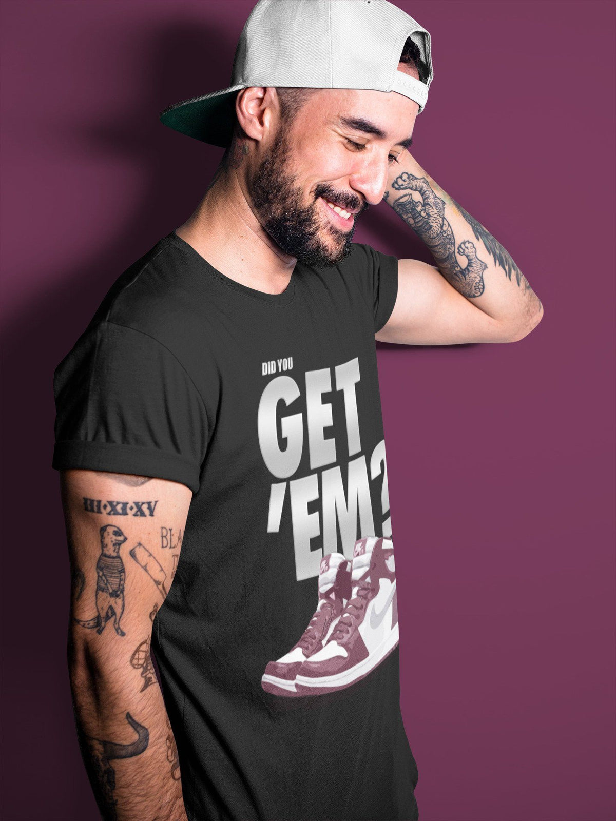 Jordan 1 Bordeaux Sneaker Matching T-Shirt Did You Get Em SNRT Sneaker Tees Jordan 1 Bordeaux Drip Gear Zone Crew Neck Tees