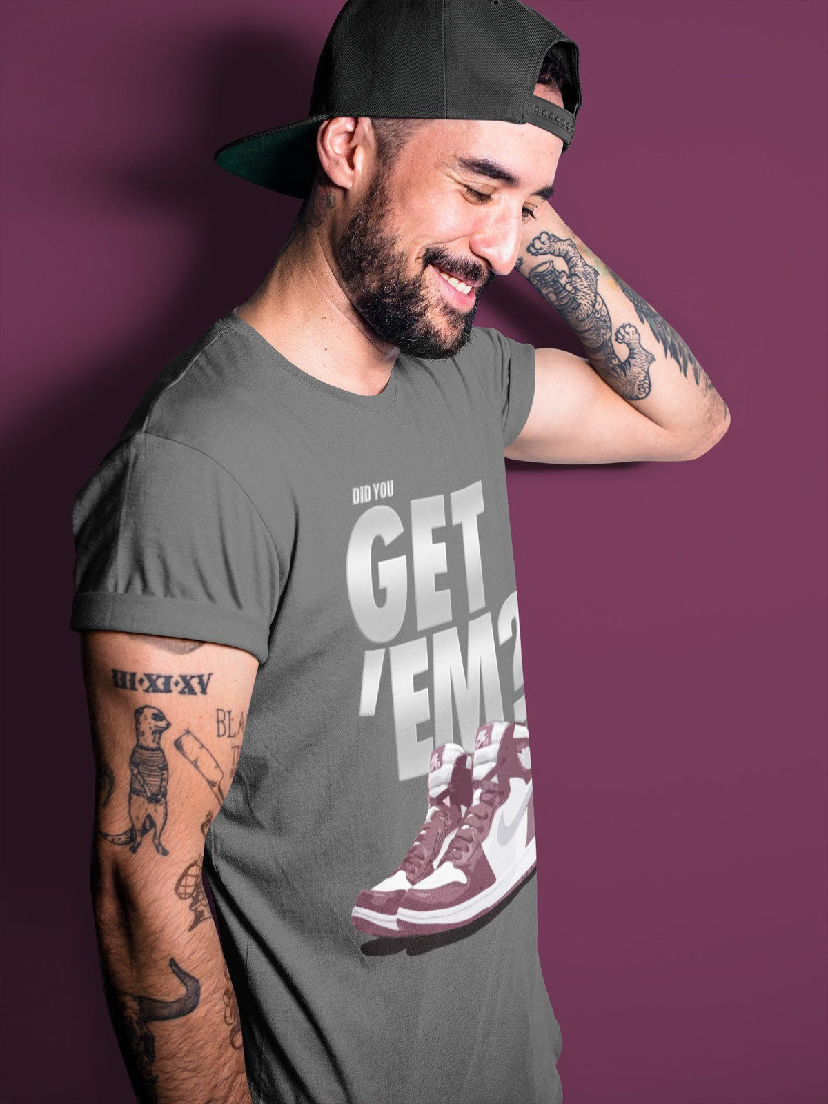 Jordan 1 Bordeaux Sneaker Matching T-Shirt Did You Get Em SNRT Sneaker Tees Jordan 1 Bordeaux Drip Gear Zone Crew Neck Tees