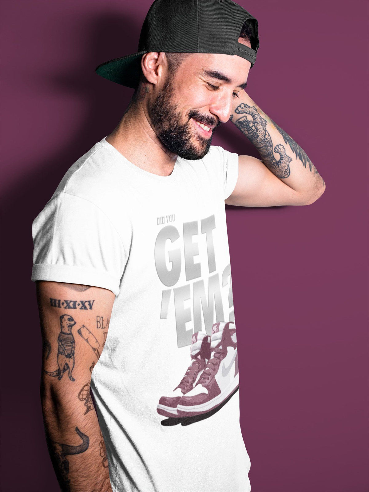 Jordan 1 Bordeaux Sneaker Matching T-Shirt Did You Get Em SNRT Sneaker Tees Jordan 1 Bordeaux Drip Gear Zone Crew Neck Tees