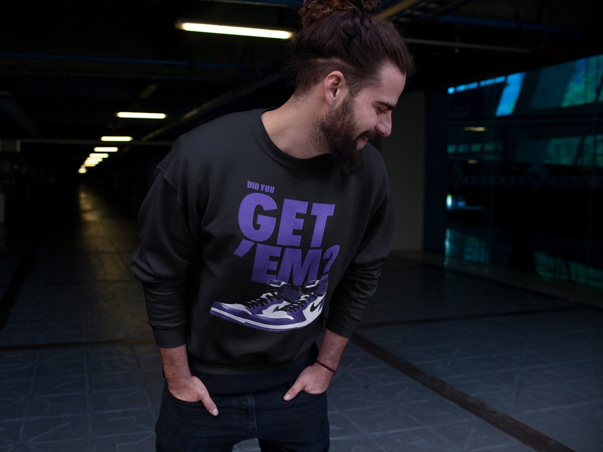 Jordan 1 Court Purple Sneaker Matching T-Shirt Did You Get Em SNRT Sneaker Tees Jordan 1 Court Purple Drip Gear Zone Crew Neck Tees