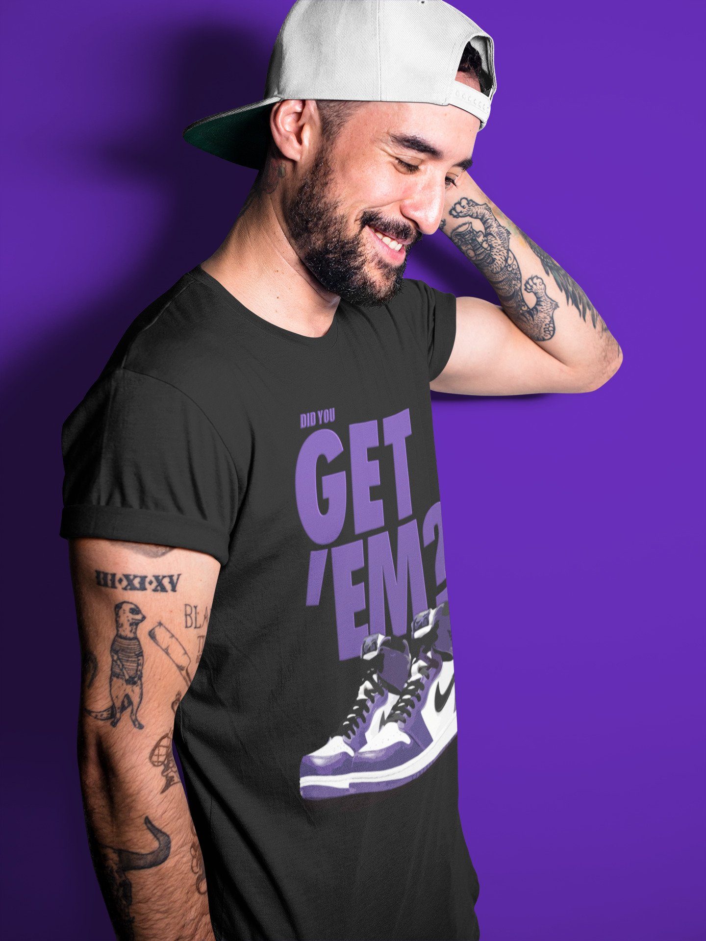 Jordan 1 Court Purple Sneaker Matching T-Shirt Did You Get Em SNRT Sneaker Tees Jordan 1 Court Purple Drip Gear Zone Crew Neck Tees