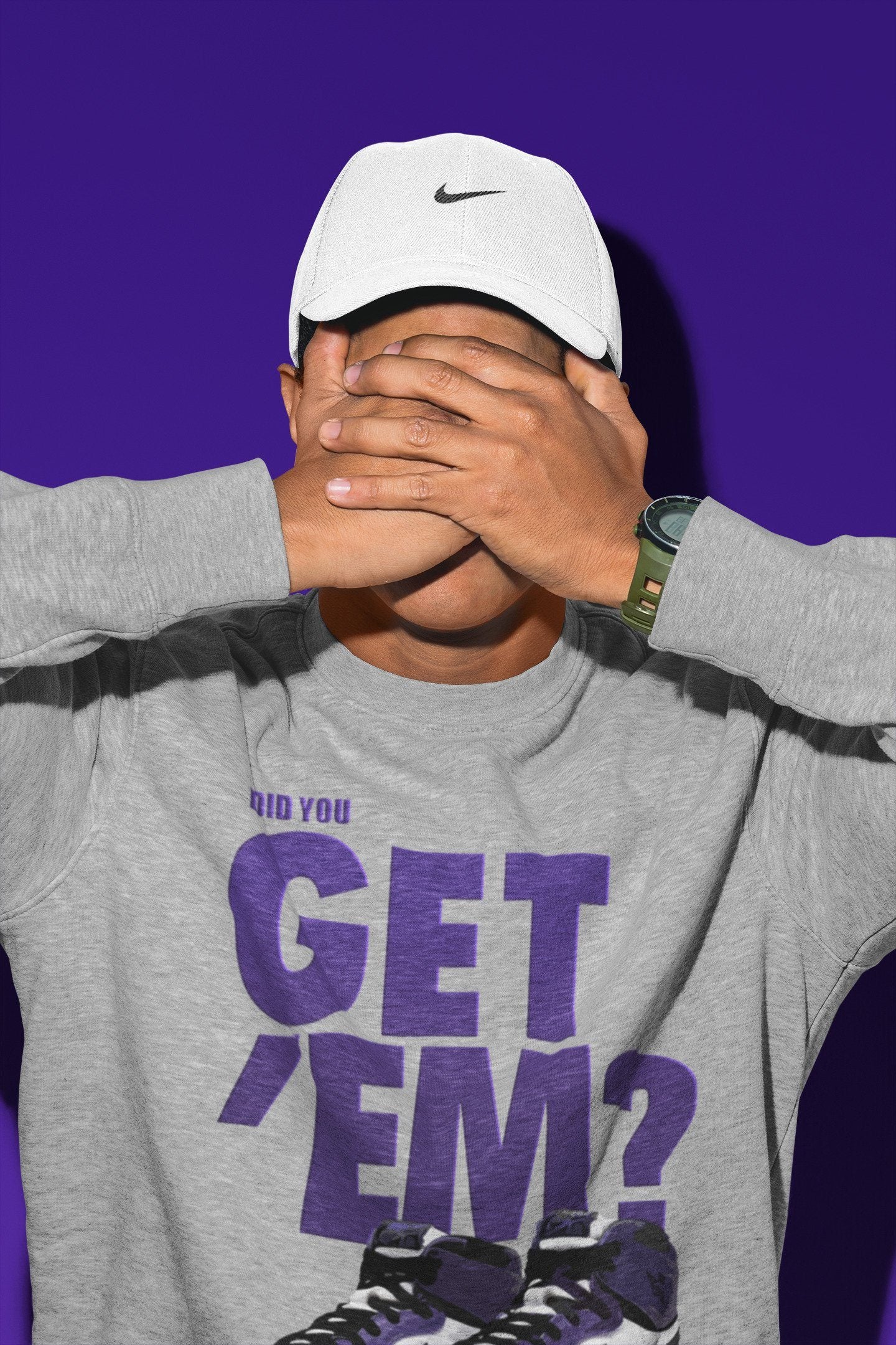 Jordan 1 Court Purple Sneaker Matching T-Shirt Did You Get Em SNRT Sneaker Tees Jordan 1 Court Purple Drip Gear Zone Crew Neck Tees