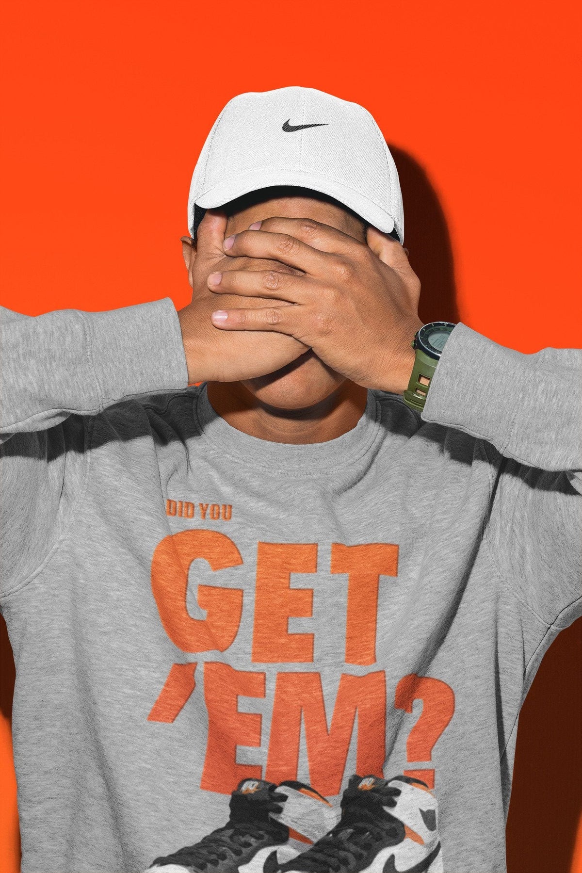 Jordan 1 Electro Orange Sneaker Matching T-Shirt Did You Get Em SNRT Sneaker Tees Jordan 1 Electro Orange Drip Gear Zone Crew Neck Tees