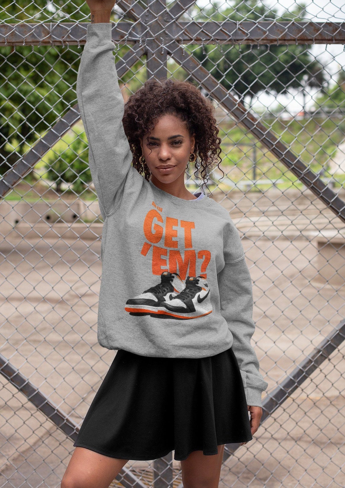 Jordan 1 Electro Orange Sneaker Matching T-Shirt Did You Get Em SNRT Sneaker Tees Jordan 1 Electro Orange Drip Gear Zone Crew Neck Tees