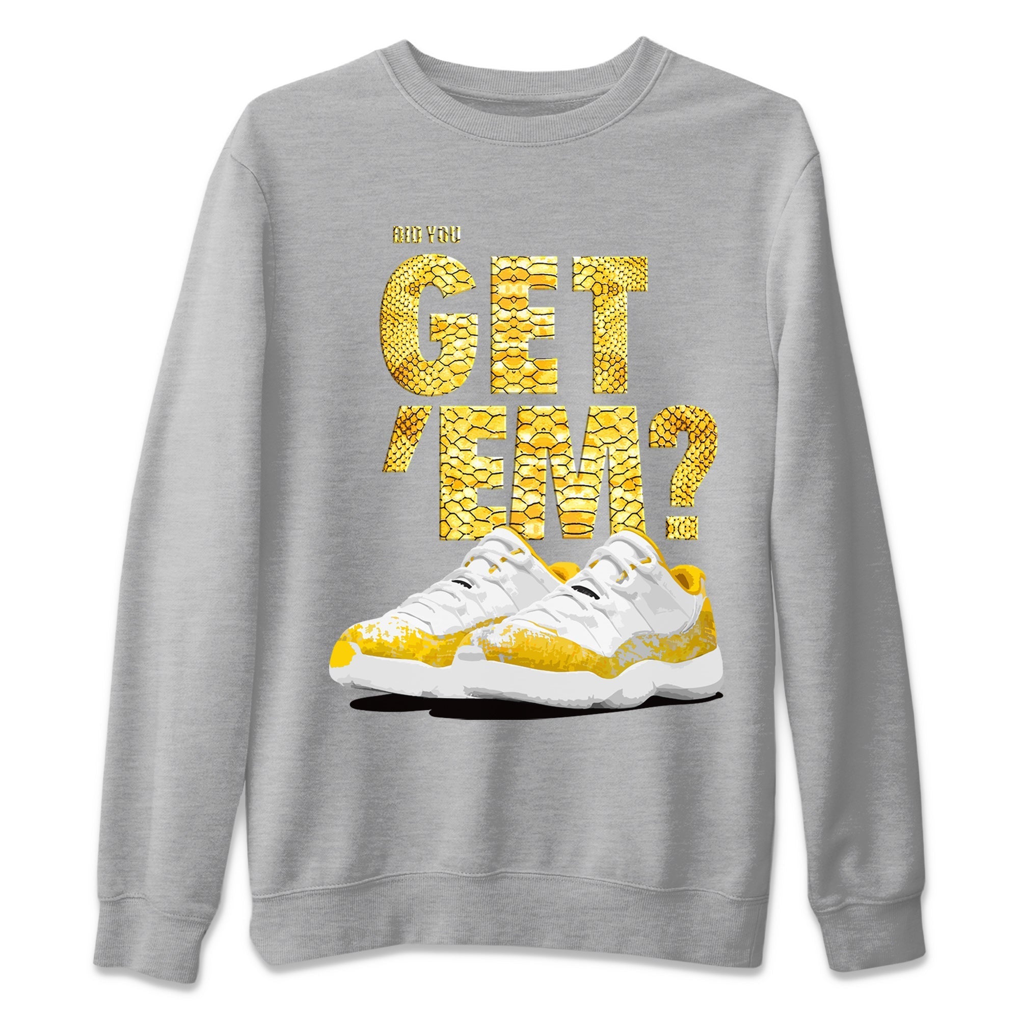 Air Jordan 11 Yellow Python Sneaker Match Tees Did You Get 'Em SNRT Streetwear Sneaker Shirt 11s Yellow Snakeskin Drip Gear Zone Sneaker Matching Clothing Unisex Shirts To Match Jordan Heather Grey 2
