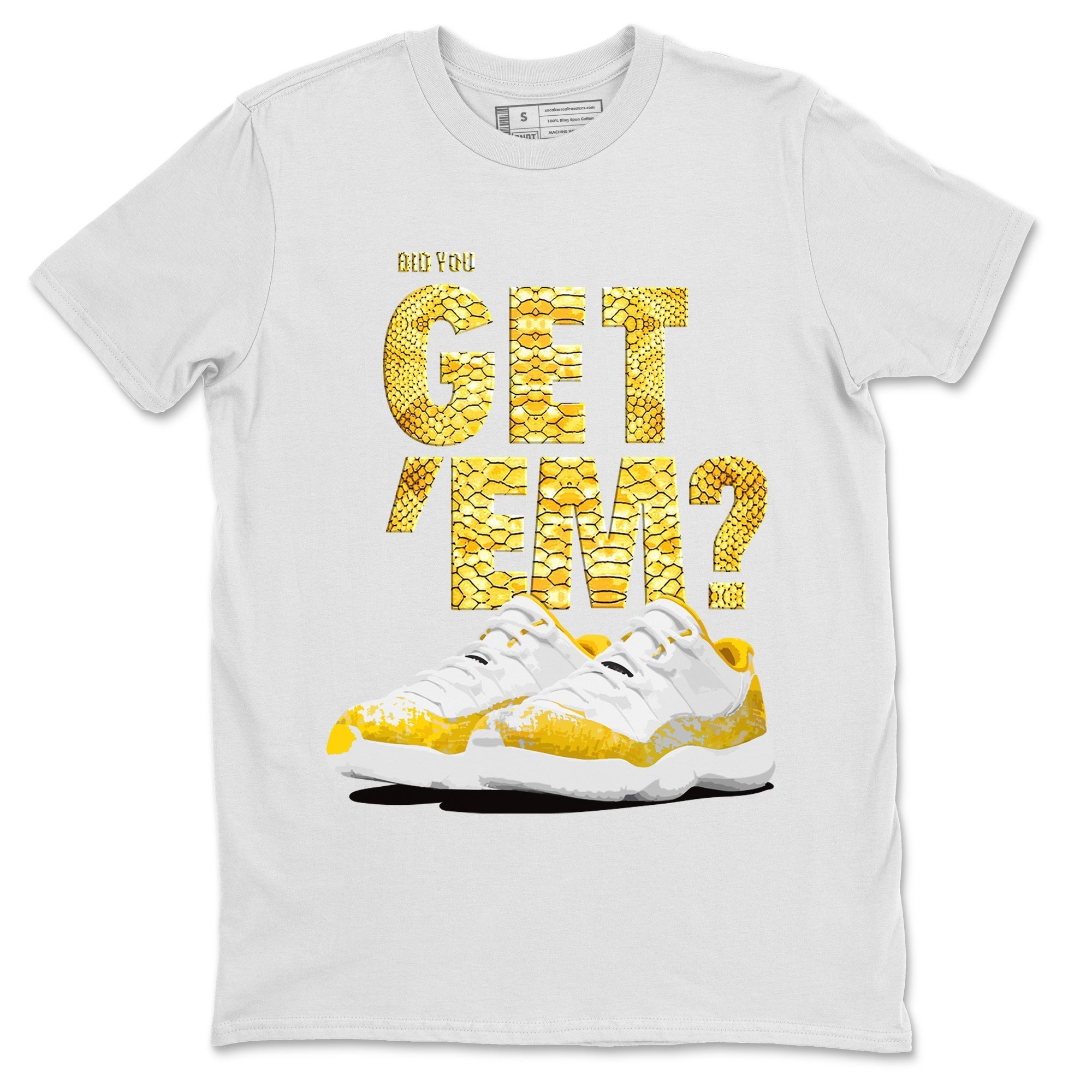Air Jordan 11 Yellow Python Sneaker Match Tees Did You Get 'Em SNRT Streetwear Sneaker Shirt 11s Yellow Snakeskin Drip Gear Zone Sneaker Matching Clothing Unisex Shirts To Match Jordan White 2