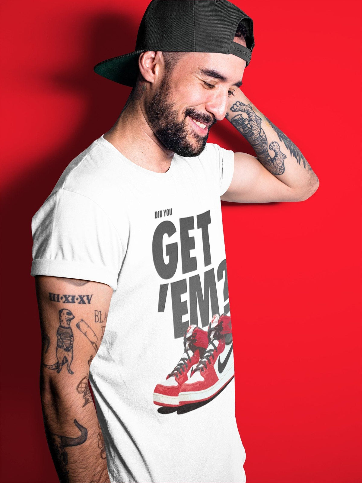 Jordan 1 Chicago Sneaker Matching T-Shirt Did You Get Em SNRT Sneaker Tees Jordan 1 Chicago Drip Gear Zone Crew Neck Tees