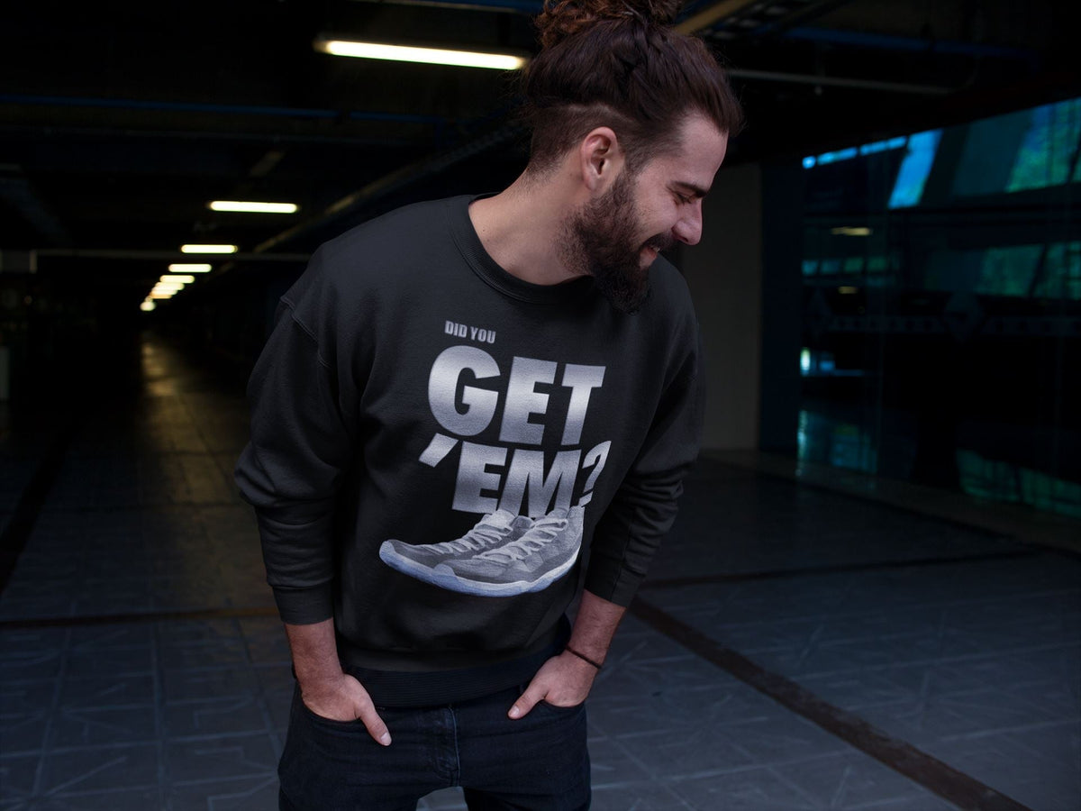 Jordan 11 Cool Grey Sneaker Matching T-Shirt Did You Get Em SNRT Sneaker Tees Jordan 11 Cool Grey Drip Gear Zone Crew Neck Tees