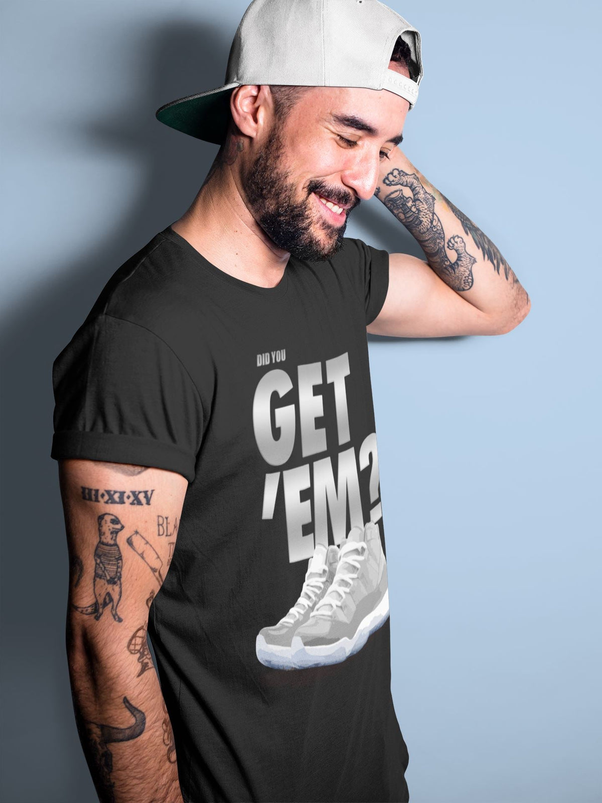 Jordan 11 Cool Grey Sneaker Matching T-Shirt Did You Get Em SNRT Sneaker Tees Jordan 11 Cool Grey Drip Gear Zone Crew Neck Tees