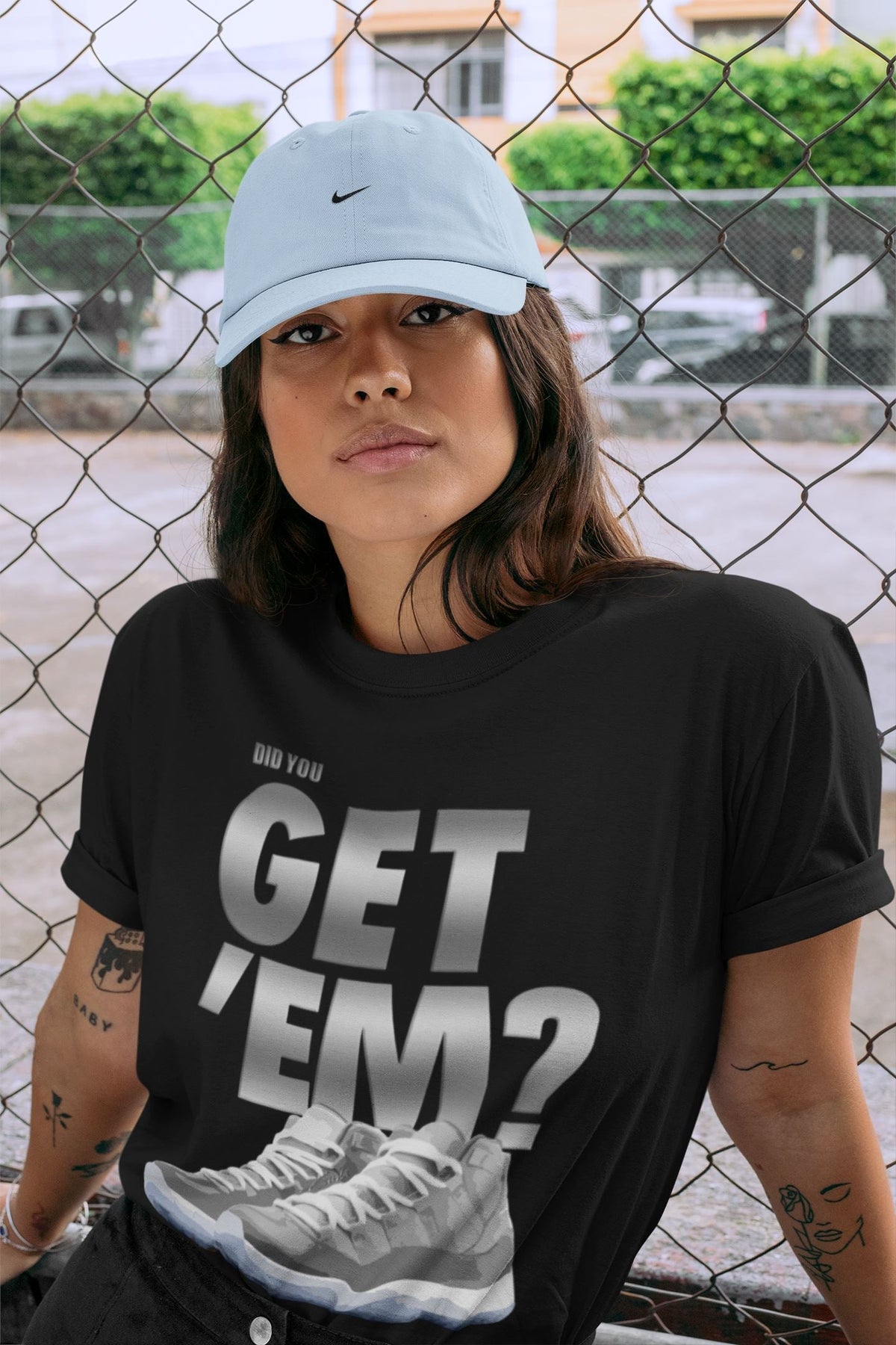 Jordan 11 Cool Grey Sneaker Matching T-Shirt Did You Get Em SNRT Sneaker Tees Jordan 11 Cool Grey Drip Gear Zone Crew Neck Tees