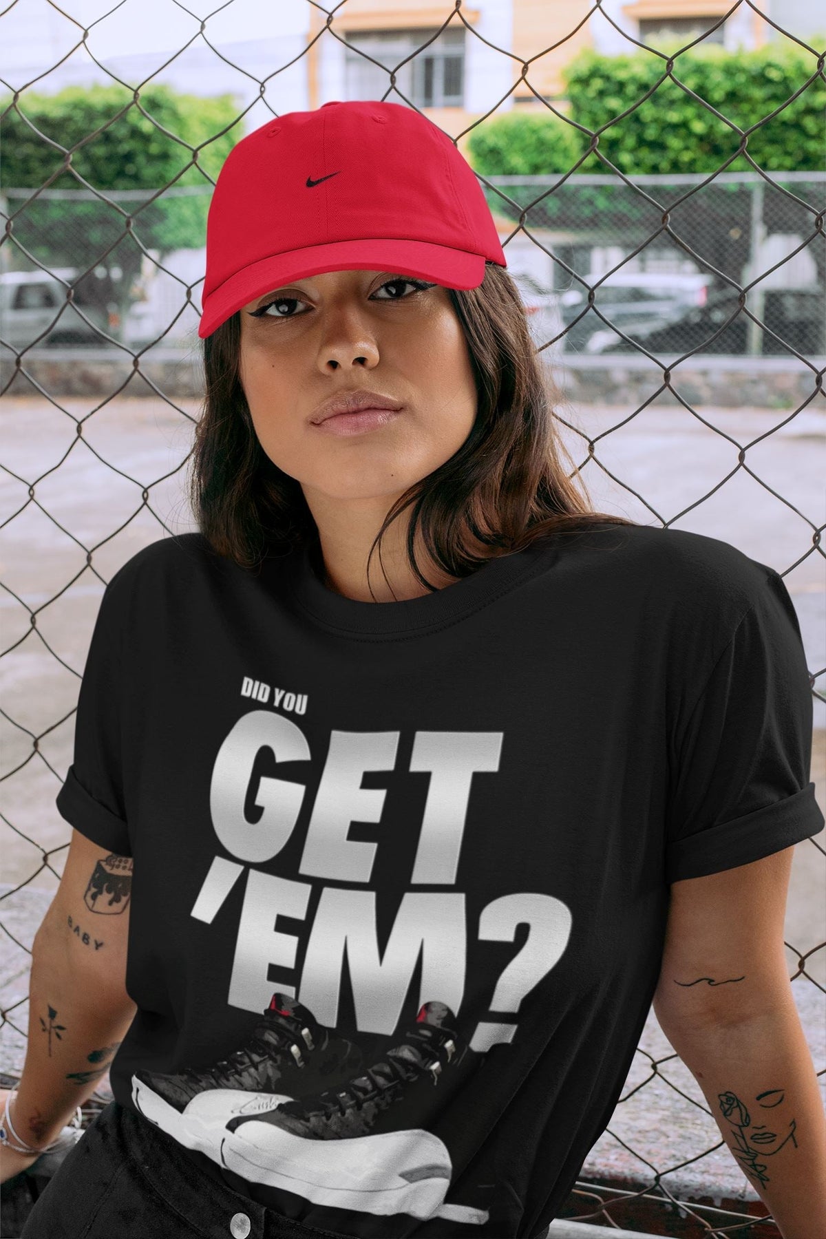 Jordan 12 Playoffs Sneaker Matching T-Shirt Did You Get Em SNRT Sneaker Tees Jordan 12 Playoffs Drip Gear Zone Crew Neck Tees
