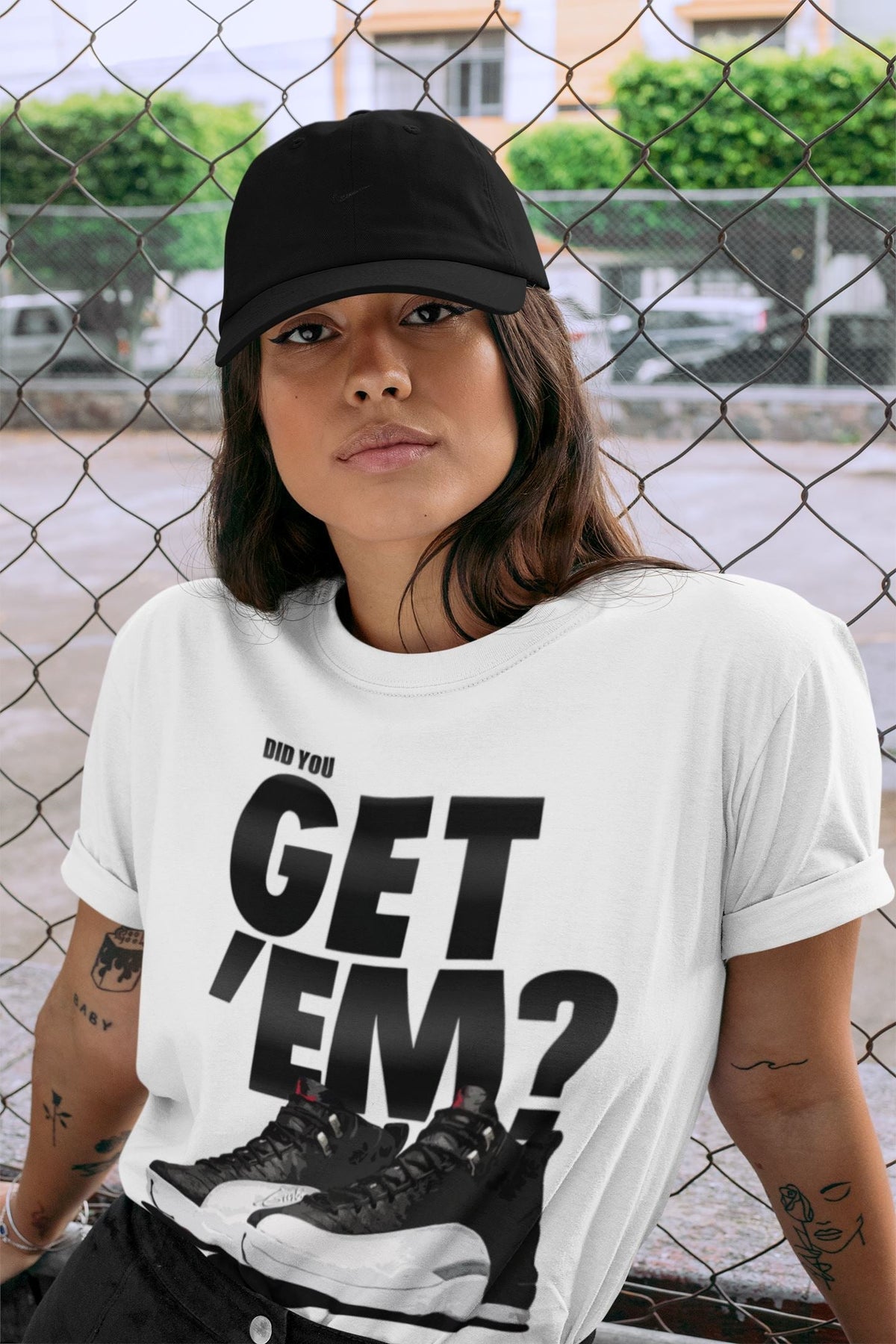 Jordan 12 Playoffs Sneaker Matching T-Shirt Did You Get Em SNRT Sneaker Tees Jordan 12 Playoffs Drip Gear Zone Crew Neck Tees