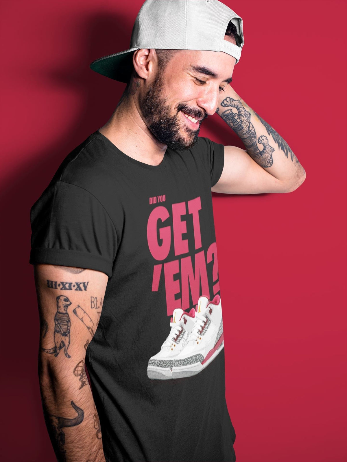 Jordan 3 Cardinal Sneaker Matching T-Shirt Did You Get Em SNRT Sneaker Tees Jordan 3 Cardinal Drip Gear Zone Crew Neck Tees