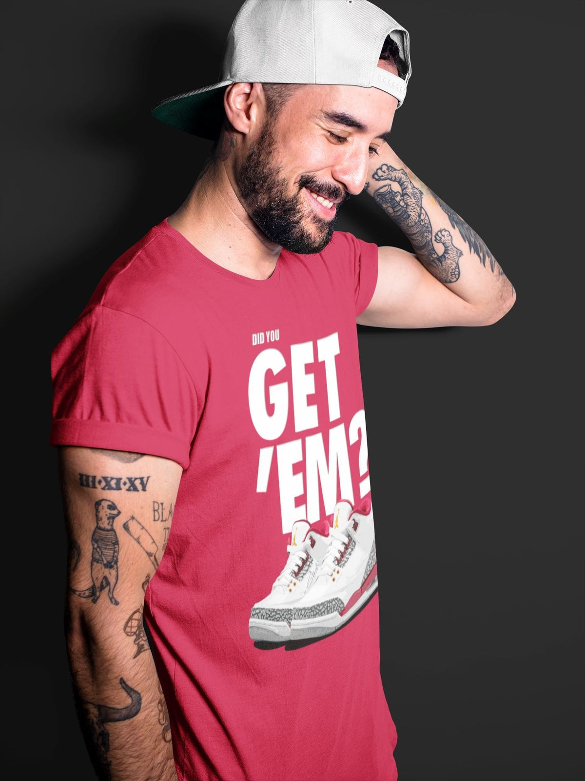 Jordan 3 Cardinal Sneaker Matching T-Shirt Did You Get Em SNRT Sneaker Tees Jordan 3 Cardinal Drip Gear Zone Crew Neck Tees