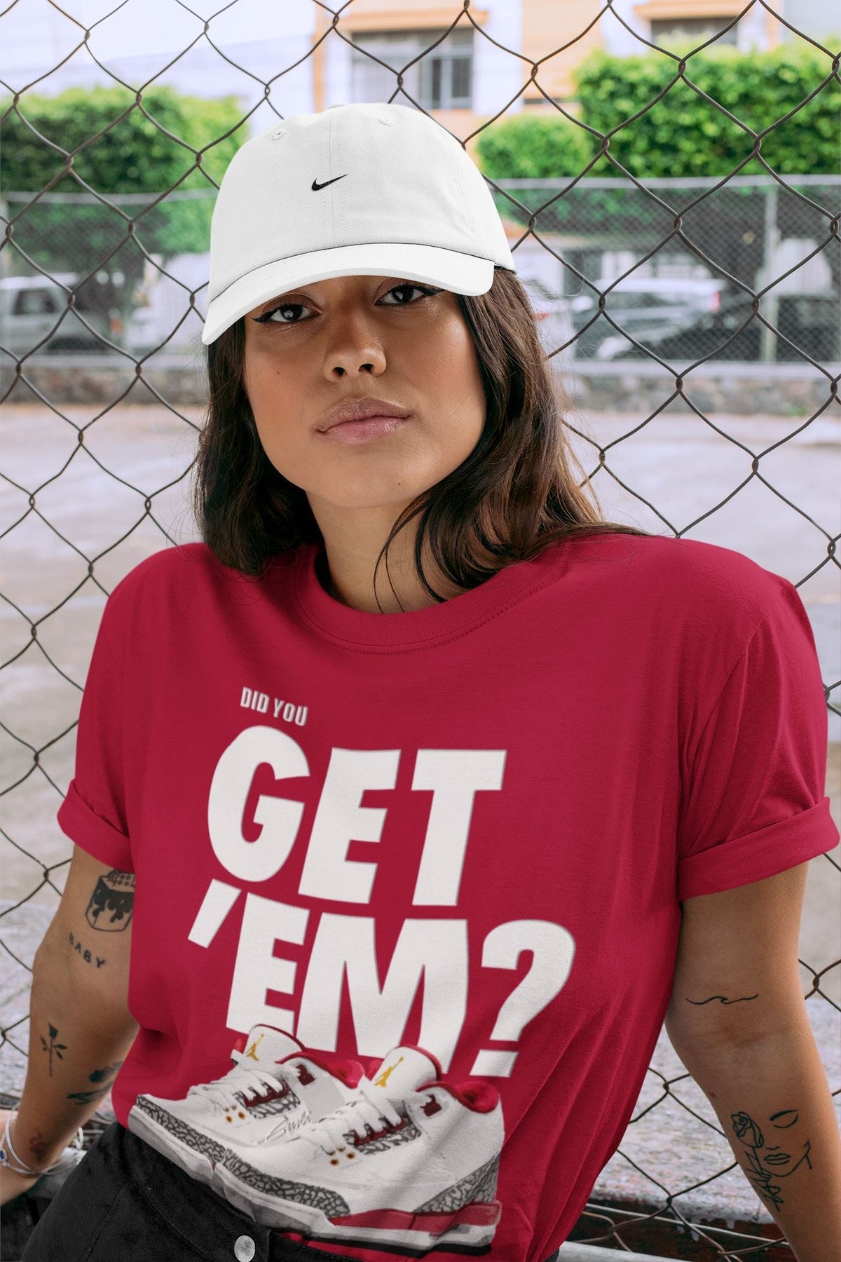 Jordan 3 Cardinal Sneaker Matching T-Shirt Did You Get Em SNRT Sneaker Tees Jordan 3 Cardinal Drip Gear Zone Crew Neck Tees