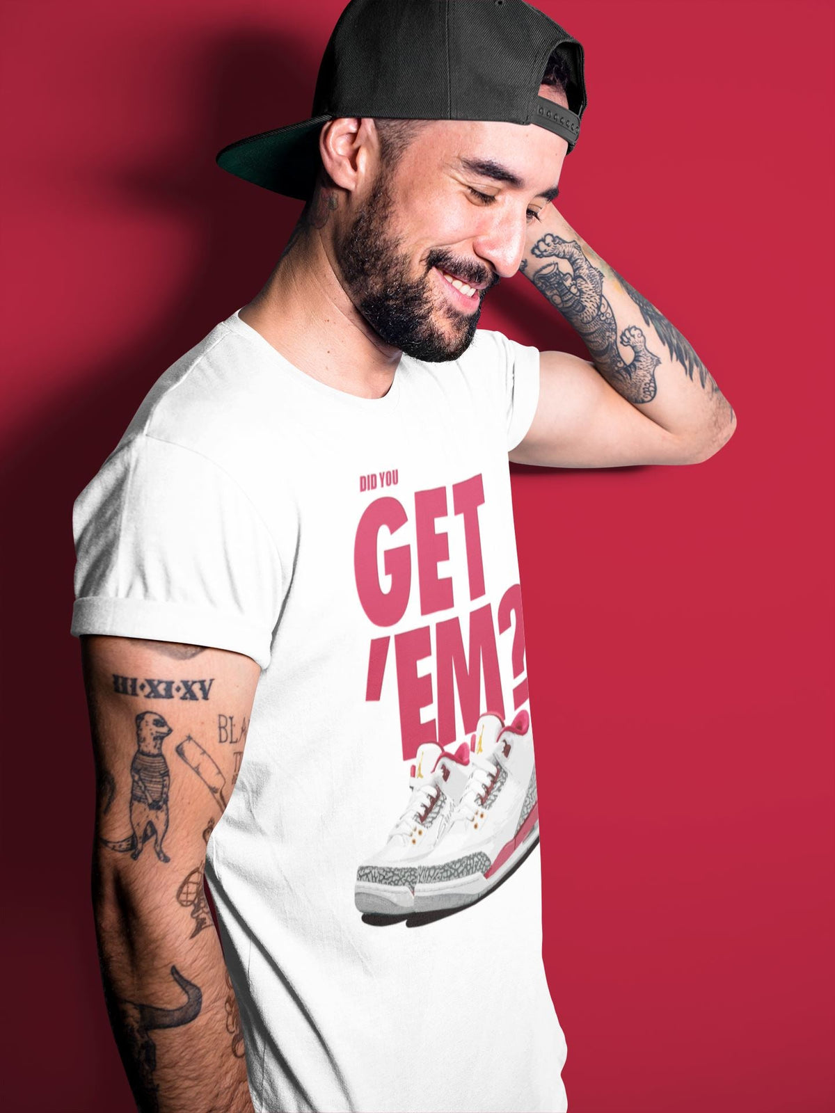 Jordan 3 Cardinal Sneaker Matching T-Shirt Did You Get Em SNRT Sneaker Tees Jordan 3 Cardinal Drip Gear Zone Crew Neck Tees