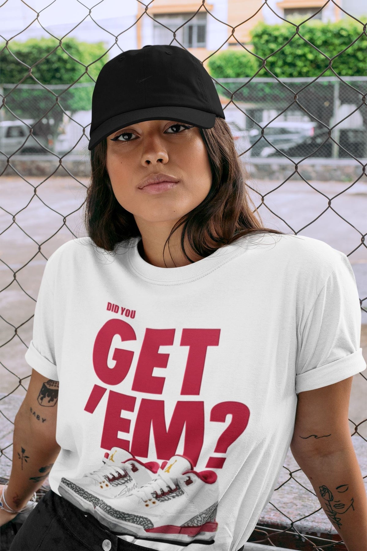 Jordan 3 Cardinal Sneaker Matching T-Shirt Did You Get Em SNRT Sneaker Tees Jordan 3 Cardinal Drip Gear Zone Crew Neck Tees