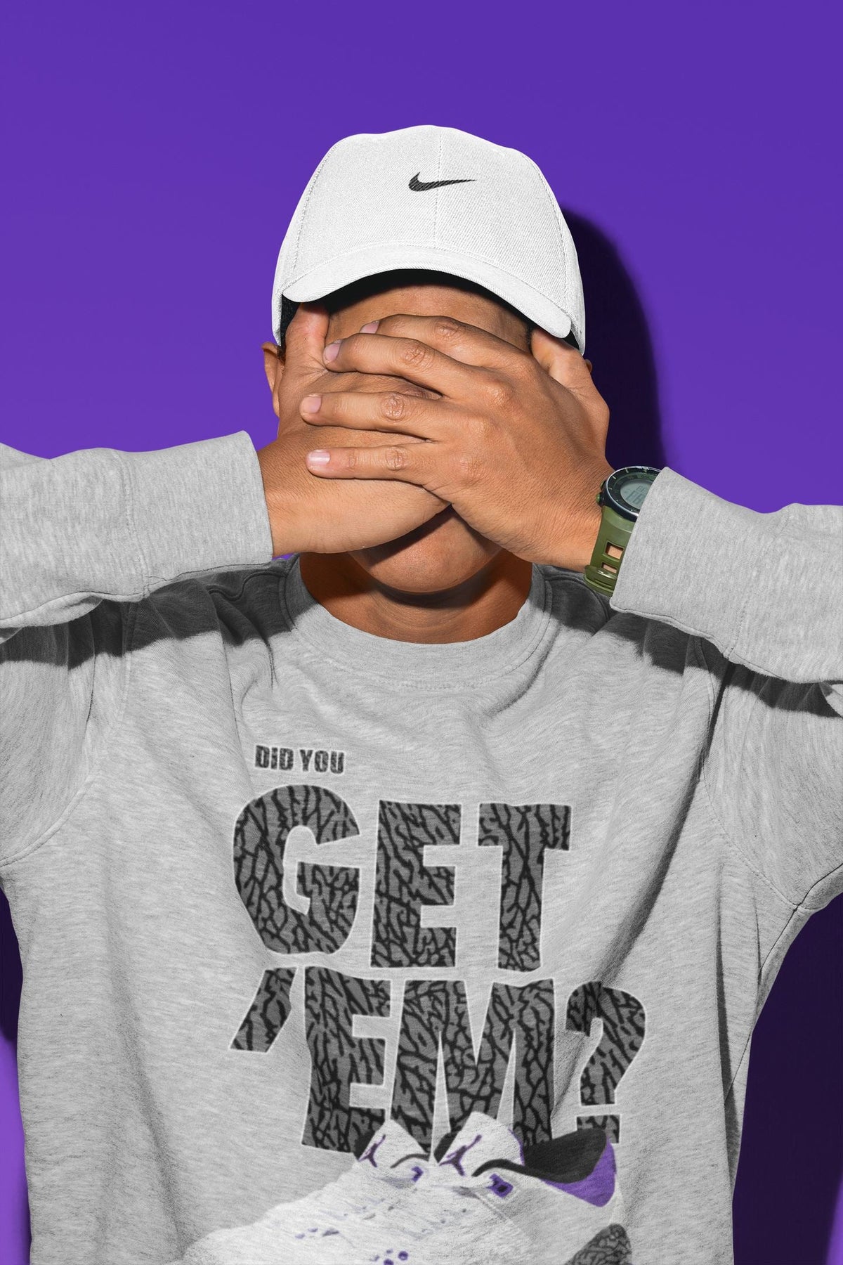 Jordan 3 Dark Iris Sneaker Matching T-Shirt Did You Get 'Em SNRT Sneaker Tees Jordan 3 Dark Iris Drip Gear Zone Crew Neck Tees