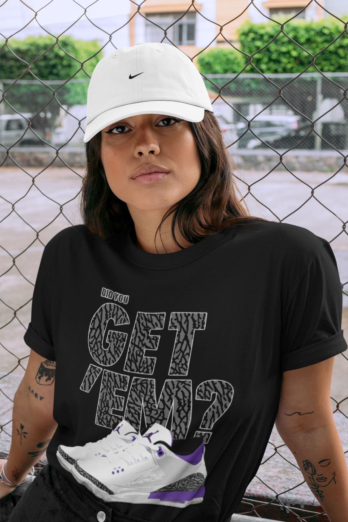 Jordan 3 Dark Iris Sneaker Matching T-Shirt Did You Get 'Em SNRT Sneaker Tees Jordan 3 Dark Iris Drip Gear Zone Crew Neck Tees