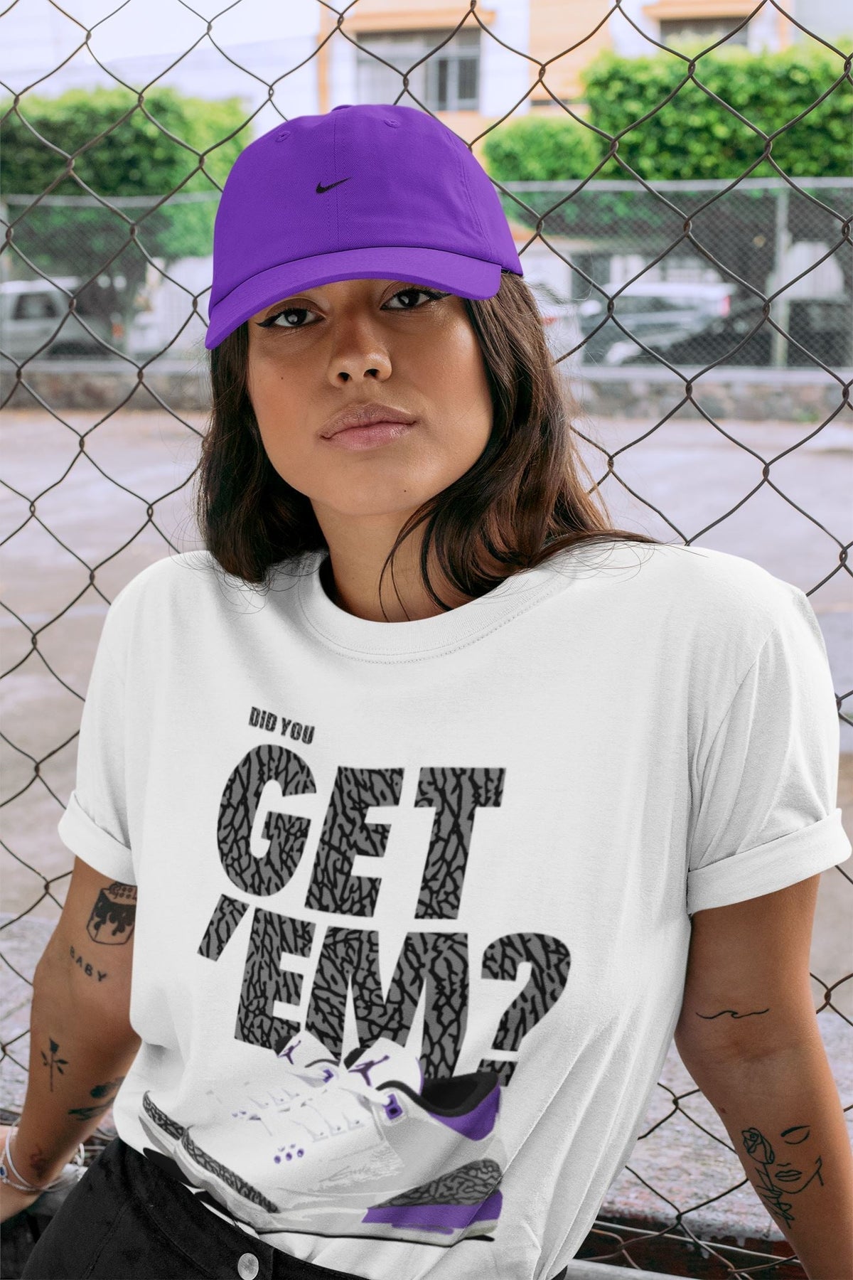 Jordan 3 Dark Iris Sneaker Matching T-Shirt Did You Get 'Em SNRT Sneaker Tees Jordan 3 Dark Iris Drip Gear Zone Crew Neck Tees