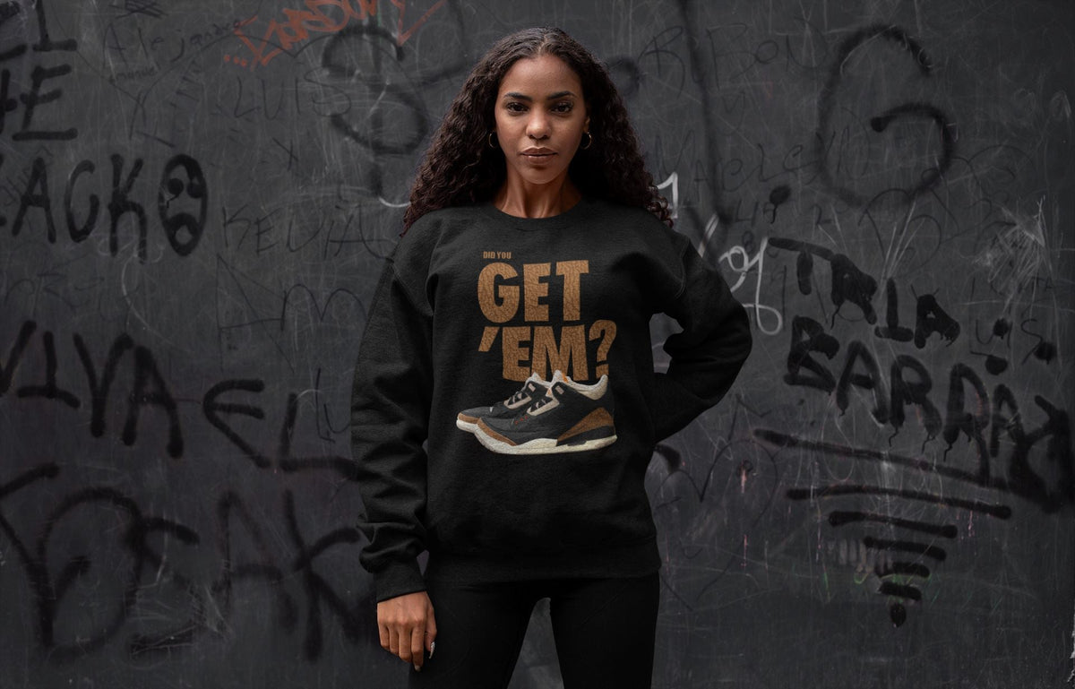 Jordan 3 Desert Elephant Sneaker Matching T-Shirt Did You Get 'Em SNRT Sneaker Tees Jordan 3 Desert Elephant Drip Gear Zone Crew Neck Tees