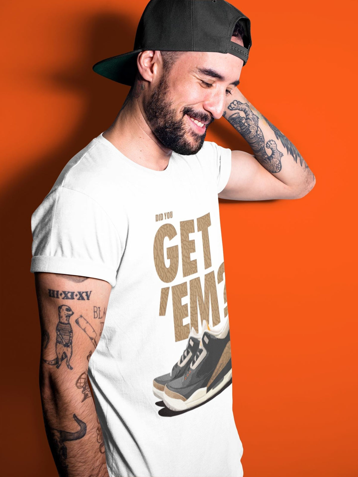 Jordan 3 Desert Elephant Sneaker Matching T-Shirt Did You Get 'Em SNRT Sneaker Tees Jordan 3 Desert Elephant Drip Gear Zone Crew Neck Tees