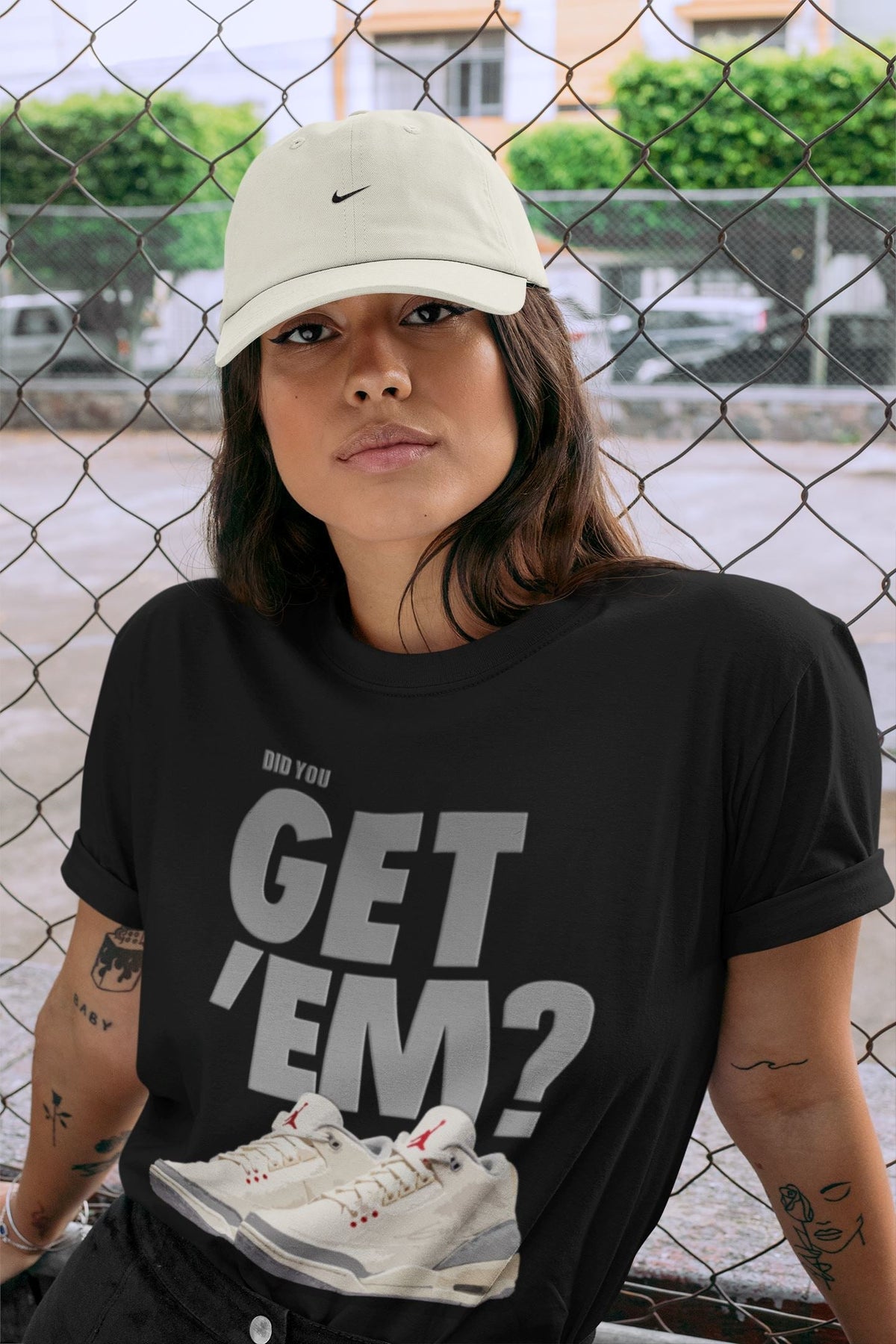 Jordan 3 Muslin Sneaker Matching T-Shirt Did You Get Em SNRT Sneaker Tees Jordan 3 Muslin Drip Gear Zone Crew Neck Tees