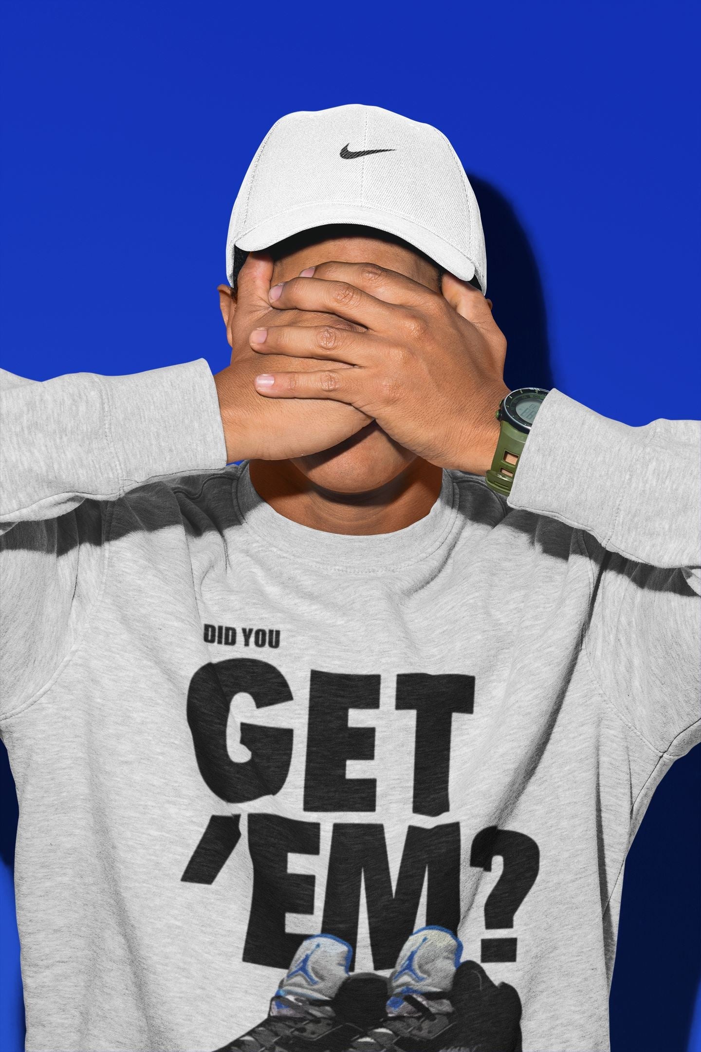 Jordan 5 Retro Racer Blue Sneaker Matching T-Shirt Did You Get Em SNRT Sneaker Tees Jordan 5 Retro Racer Blue Drip Gear Zone Crew Neck Tees