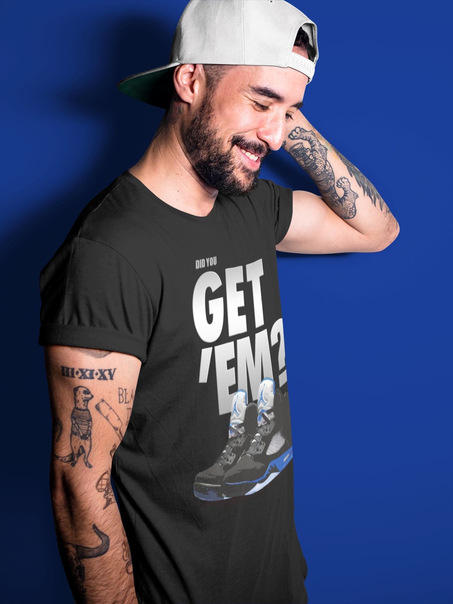 Jordan 5 Retro Racer Blue Sneaker Matching T-Shirt Did You Get Em SNRT Sneaker Tees Jordan 5 Retro Racer Blue Drip Gear Zone Crew Neck Tees