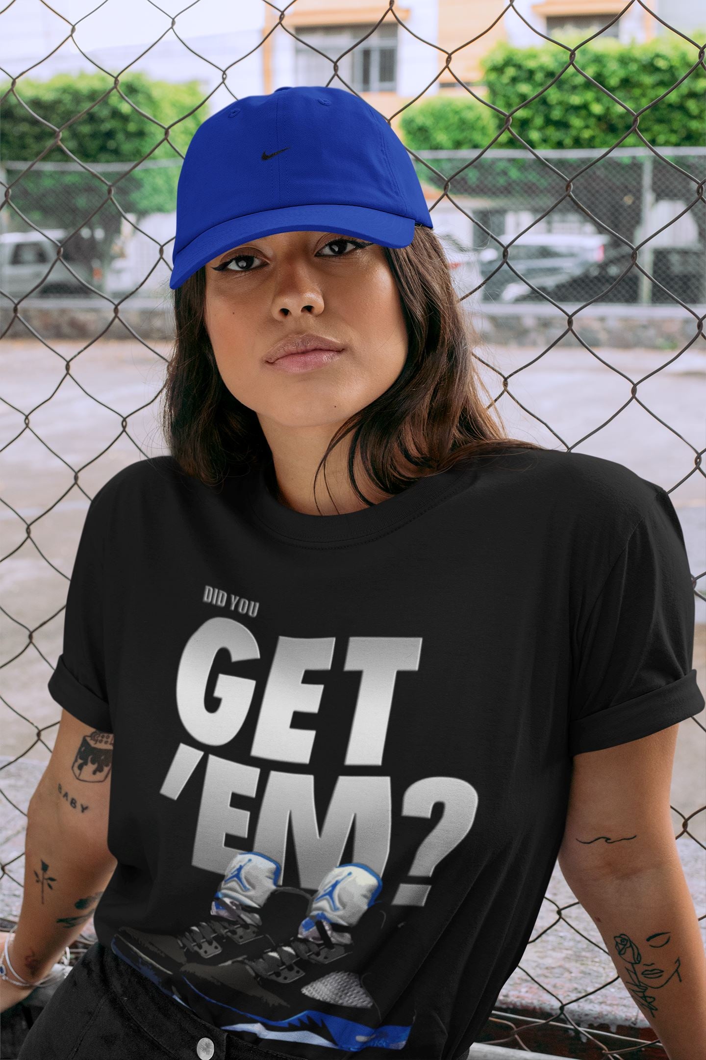 Jordan 5 Retro Racer Blue Sneaker Matching T-Shirt Did You Get Em SNRT Sneaker Tees Jordan 5 Retro Racer Blue Drip Gear Zone Crew Neck Tees