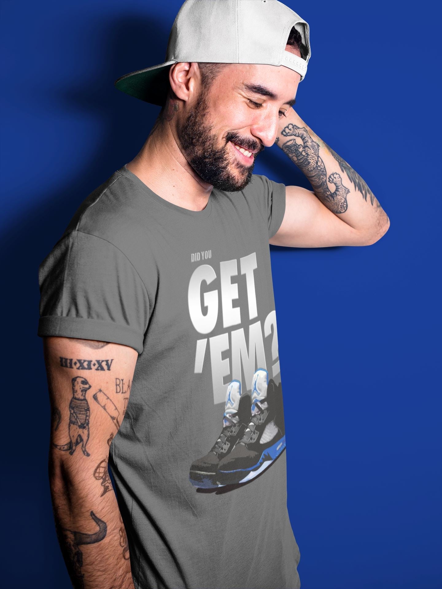 Jordan 5 Retro Racer Blue Sneaker Matching T-Shirt Did You Get Em SNRT Sneaker Tees Jordan 5 Retro Racer Blue Drip Gear Zone Crew Neck Tees