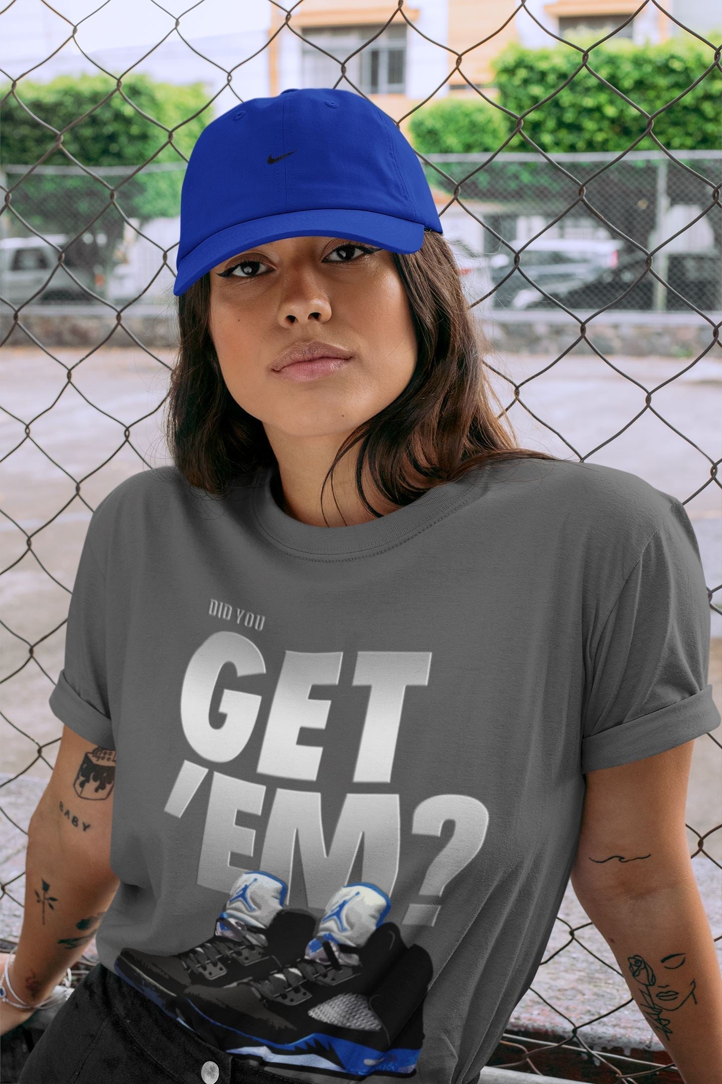 Jordan 5 Retro Racer Blue Sneaker Matching T-Shirt Did You Get Em SNRT Sneaker Tees Jordan 5 Retro Racer Blue Drip Gear Zone Crew Neck Tees