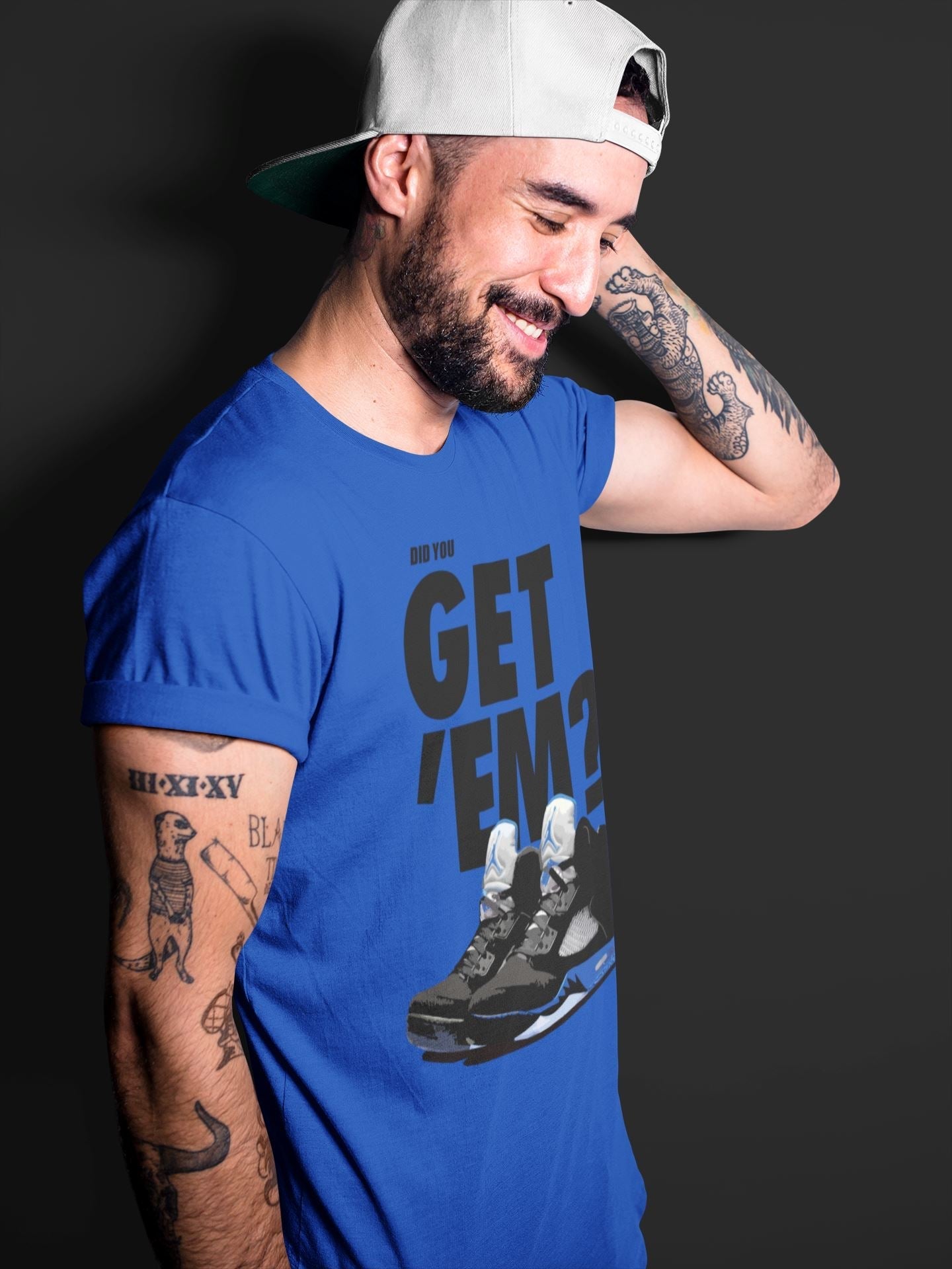 Jordan 5 Retro Racer Blue Sneaker Matching T-Shirt Did You Get Em SNRT Sneaker Tees Jordan 5 Retro Racer Blue Drip Gear Zone Crew Neck Tees