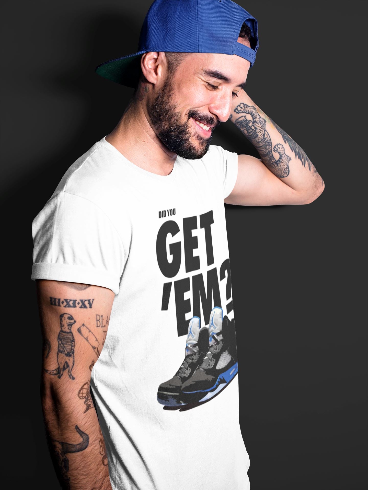 Jordan 5 Retro Racer Blue Sneaker Matching T-Shirt Did You Get Em SNRT Sneaker Tees Jordan 5 Retro Racer Blue Drip Gear Zone Crew Neck Tees