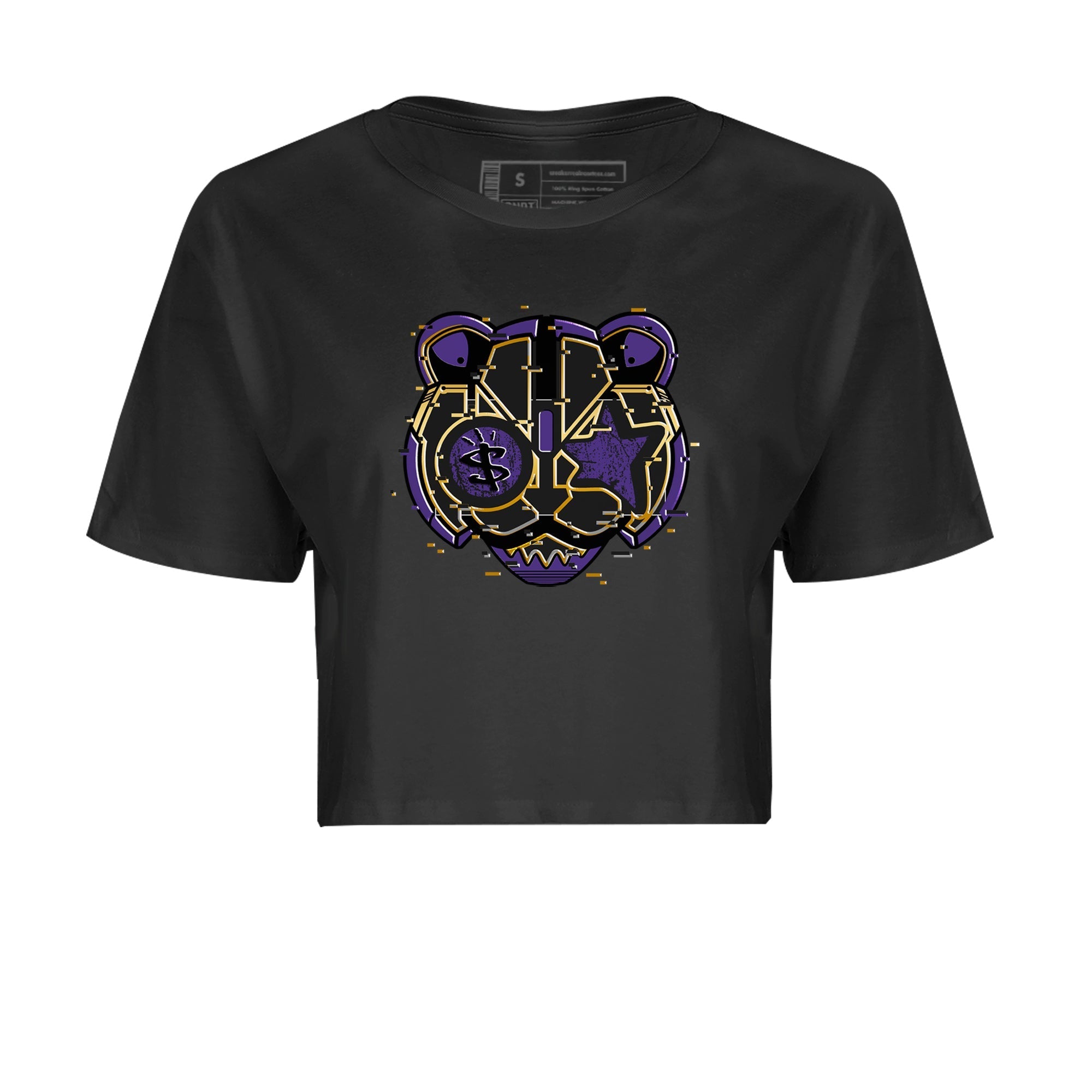 Air Jordan 12 Field Purple Sneaker Match Tees Digital Cat Face Sneaker Tees 12s Field Purple Sneaker Release Tees Women's Shirts Black 2