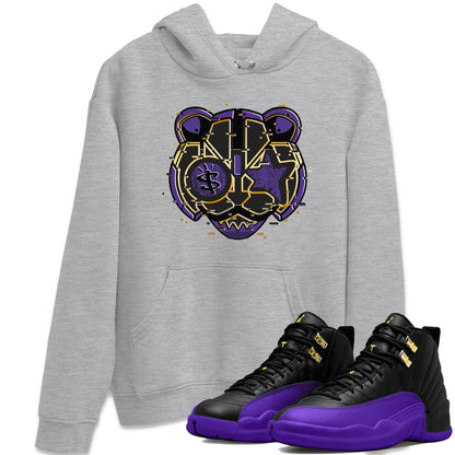 Air Jordan 12 Field Purple Sneaker Match Tees Digital Cat Face Sneaker Tees 12s Field Purple Sneaker Release Tees Unisex Shirts Heather Grey 1