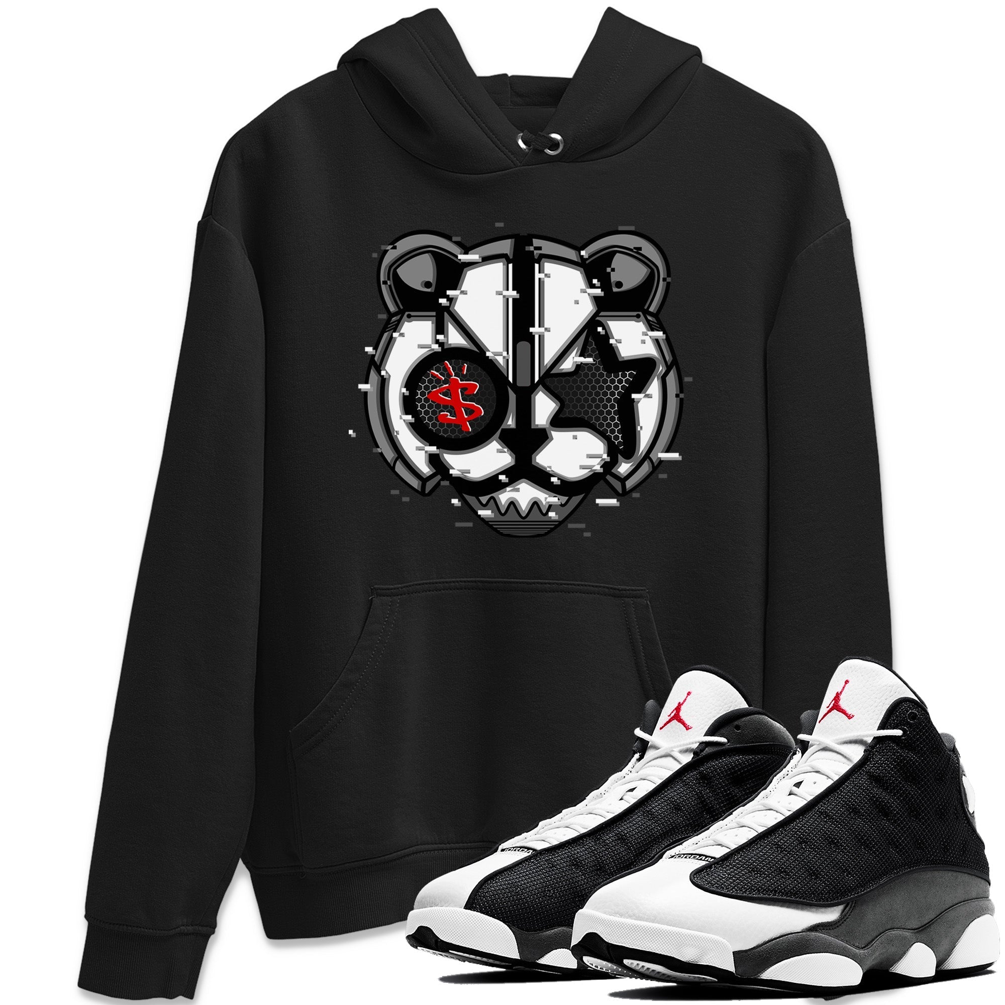 Air Jordan 13 Black Flint Sneaker Match Tees Digital Cat Face Streetwear Sneaker Shirt Air Jordan 13 Retro Black Flint Sneaker Release Tees Unisex Shirts Black 1