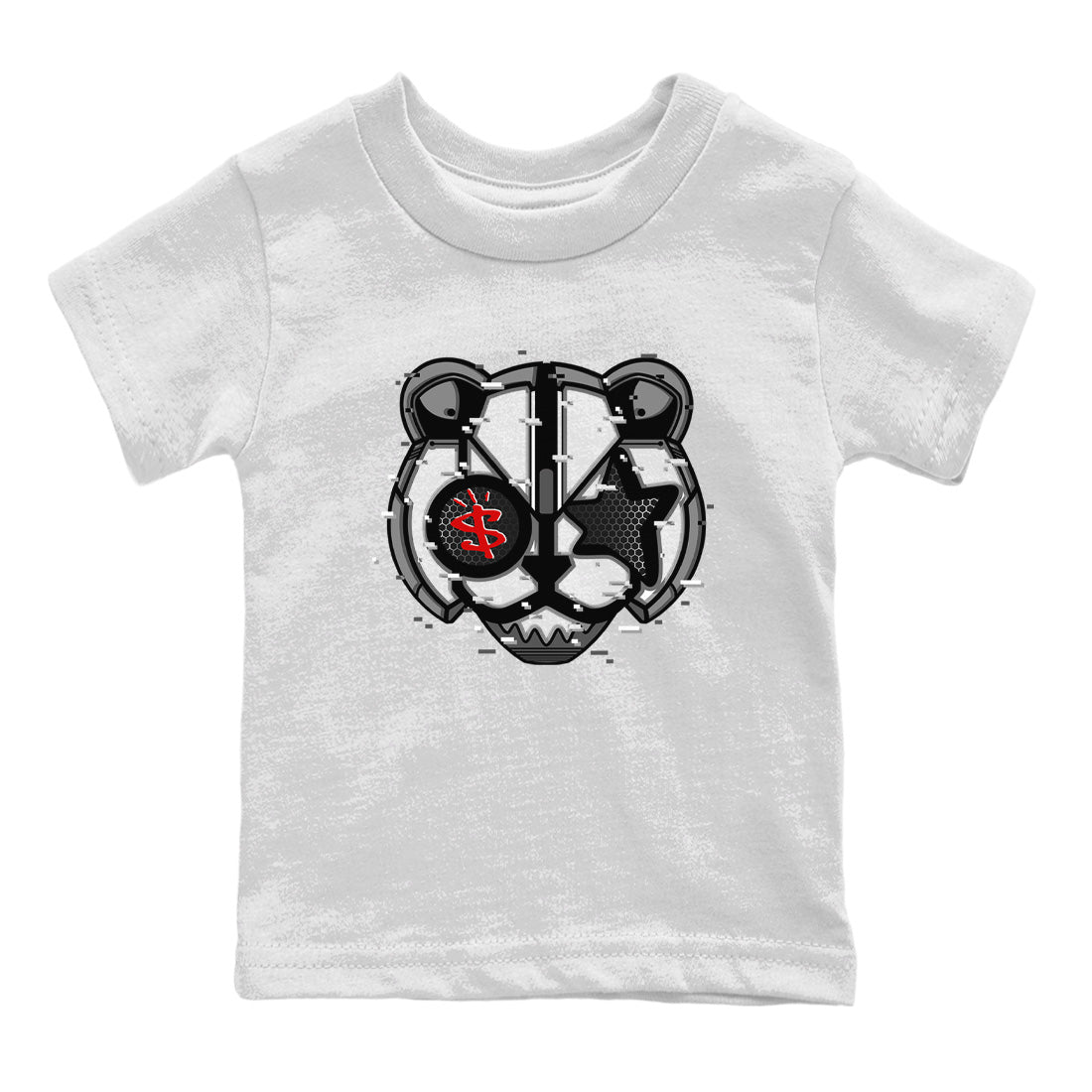 Air Jordan 13 Black Flint Sneaker Match Tees Digital Cat Face Streetwear Sneaker Shirt Air Jordan 13 Retro Black Flint Sneaker Release Tees Kids Shirts White 2