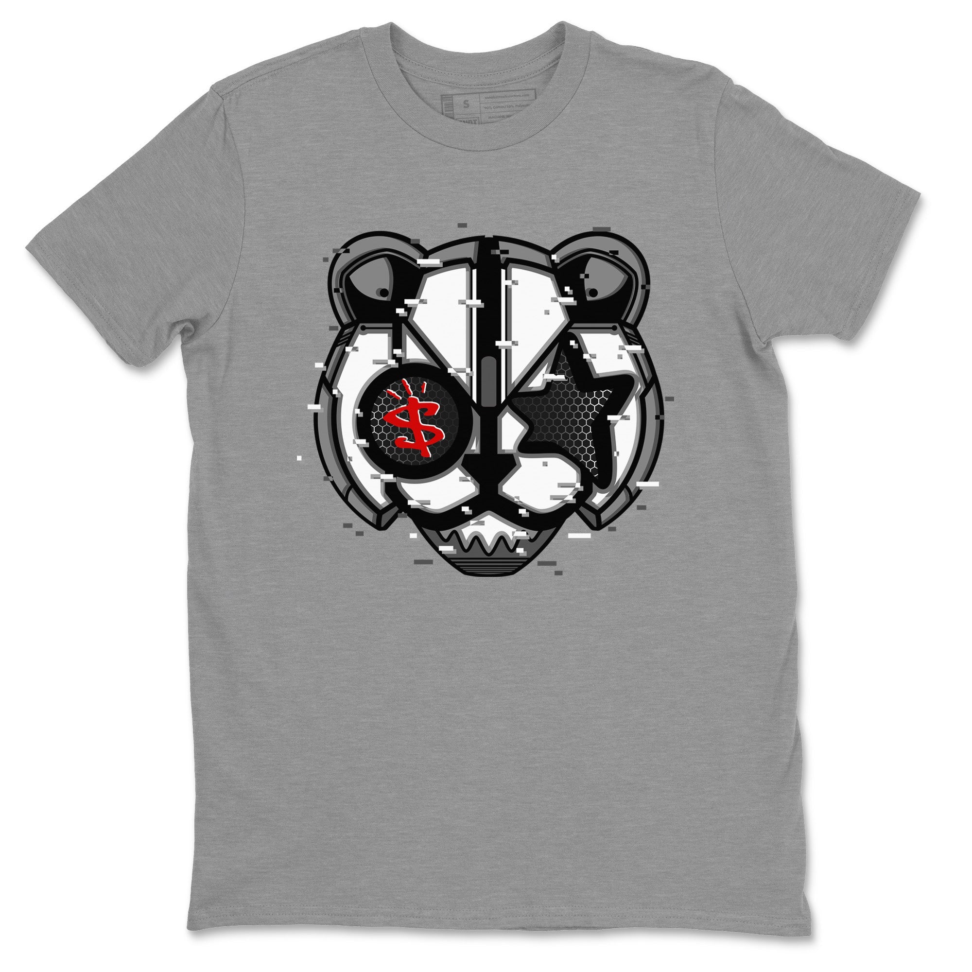 Air Jordan 13 Black Flint Sneaker Match Tees Digital Cat Face Streetwear Sneaker Shirt Air Jordan 13 Retro Black Flint Sneaker Release Tees Unisex Shirts Heather Grey 2