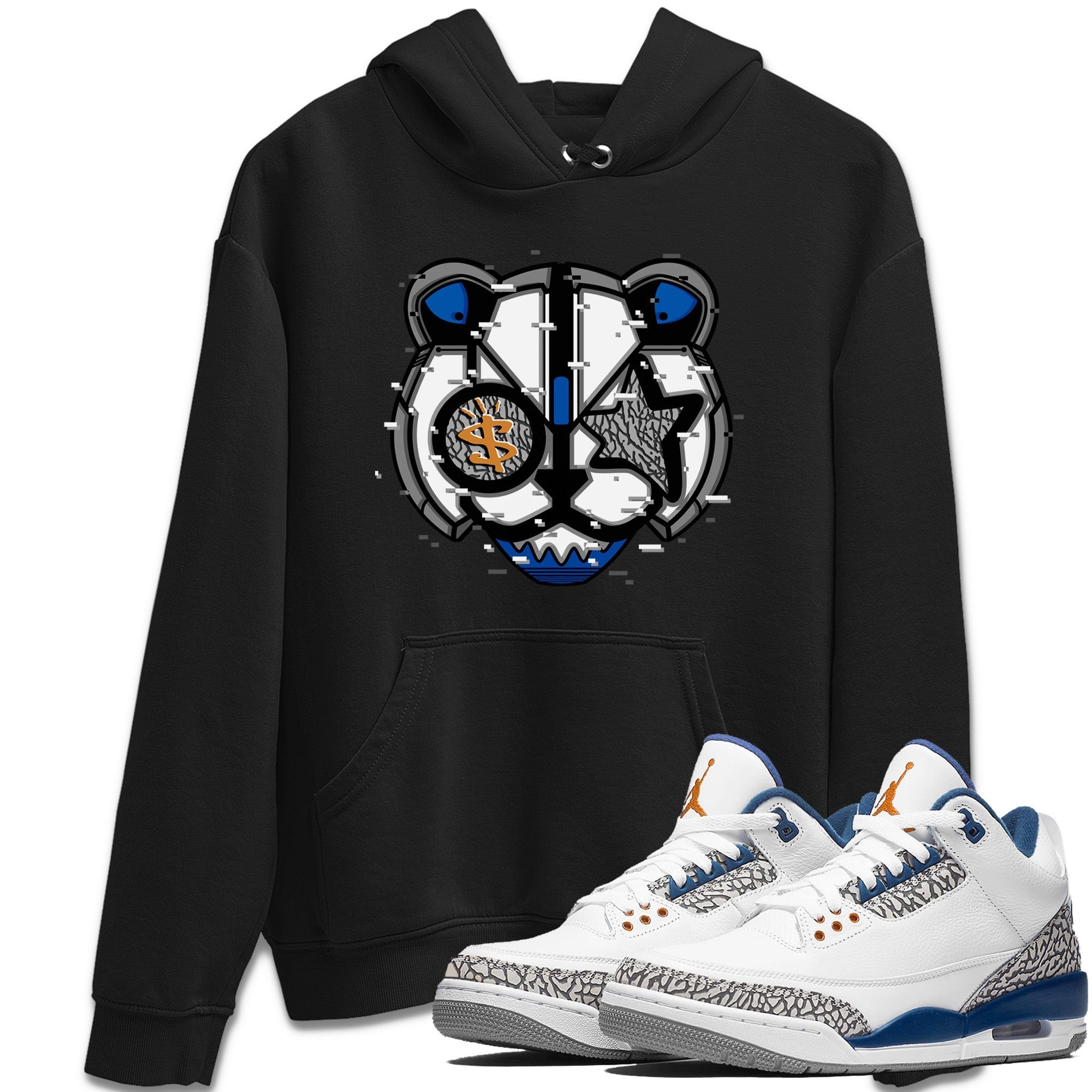 Air Jordan 3 Wizards Sneaker Match Tees Digital Cat Face Streetwear Sneaker Shirt Air Jordan 3 Retro Wizards Sneaker Release Tees Unisex Shirts Black 1
