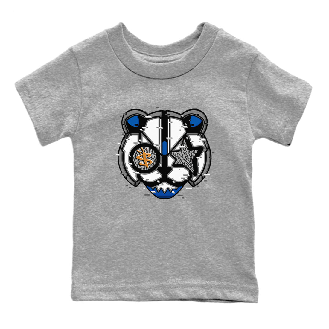 Air Jordan 3 Wizards Sneaker Match Tees Digital Cat Face Streetwear Sneaker Shirt Air Jordan 3 Retro Wizards Sneaker Release Tees Kids Shirts Heather Grey 2