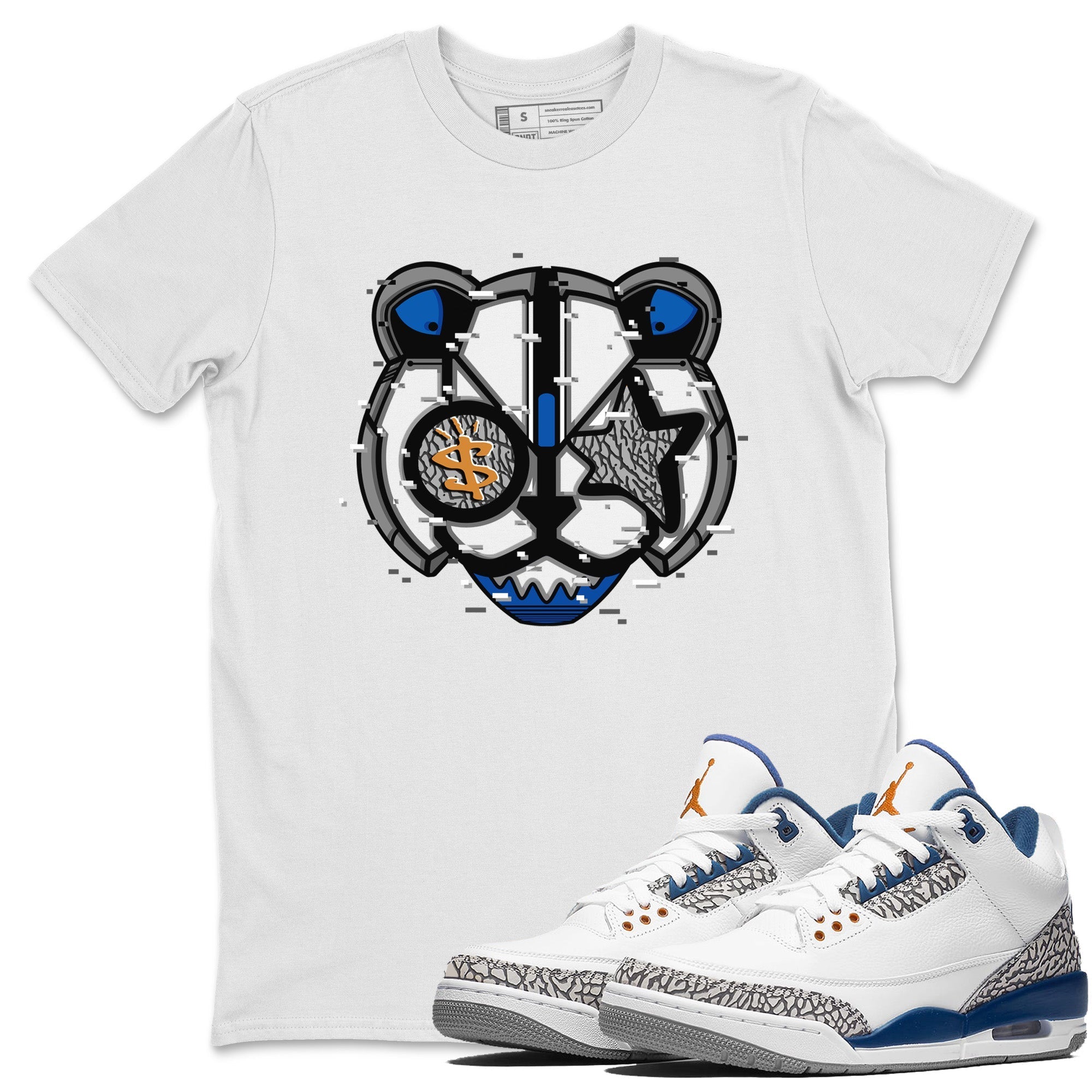 Air Jordan 3 Wizards Sneaker Match Tees Digital Cat Face Streetwear Sneaker Shirt Air Jordan 3 Retro Wizards Sneaker Release Tees Unisex Shirts White 1