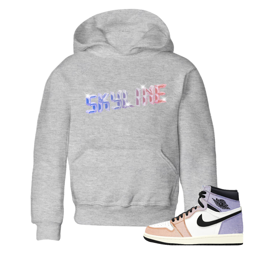 Air Jordan 1 Skyline Sneaker Tees Drip Gear Zone Digital Crystal Sneaker Tees AJ1 Skyline Shirt Kids Shirts Heather Grey 1