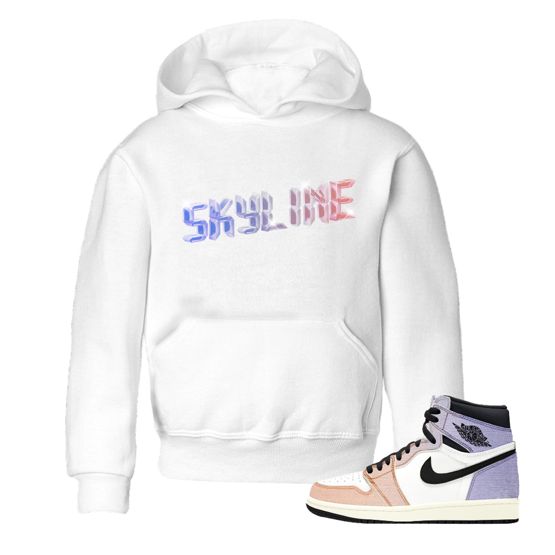 Air Jordan 1 Skyline Sneaker Tees Drip Gear Zone Digital Crystal Sneaker Tees AJ1 Skyline Shirt Kids Shirts White 1