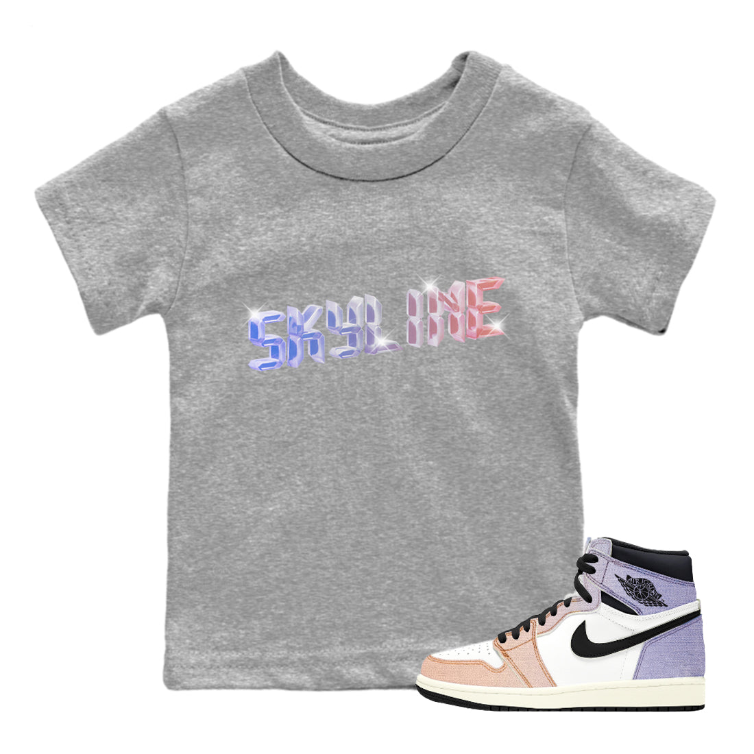 Air Jordan 1 Skyline Digital Crystal Baby and Kids Sneaker Tees Air Jordan 1 Skyline Kids Sneaker Tees Size Chart