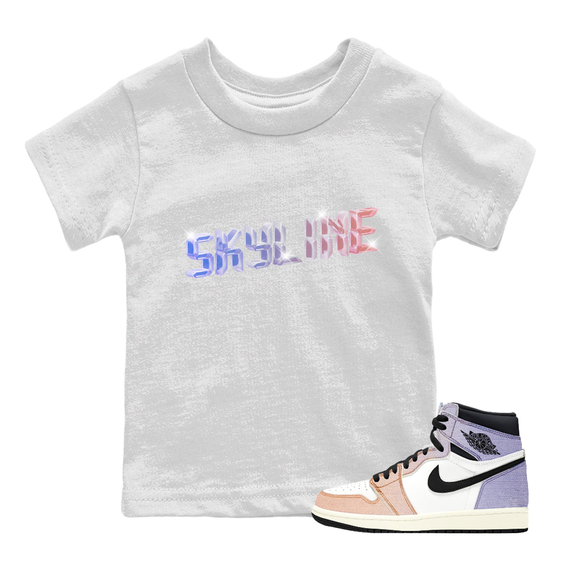Air Jordan 1 Skyline Sneaker Tees Drip Gear Zone Digital Crystal Sneaker Tees AJ1 Skyline Shirt Kids Shirts White 1