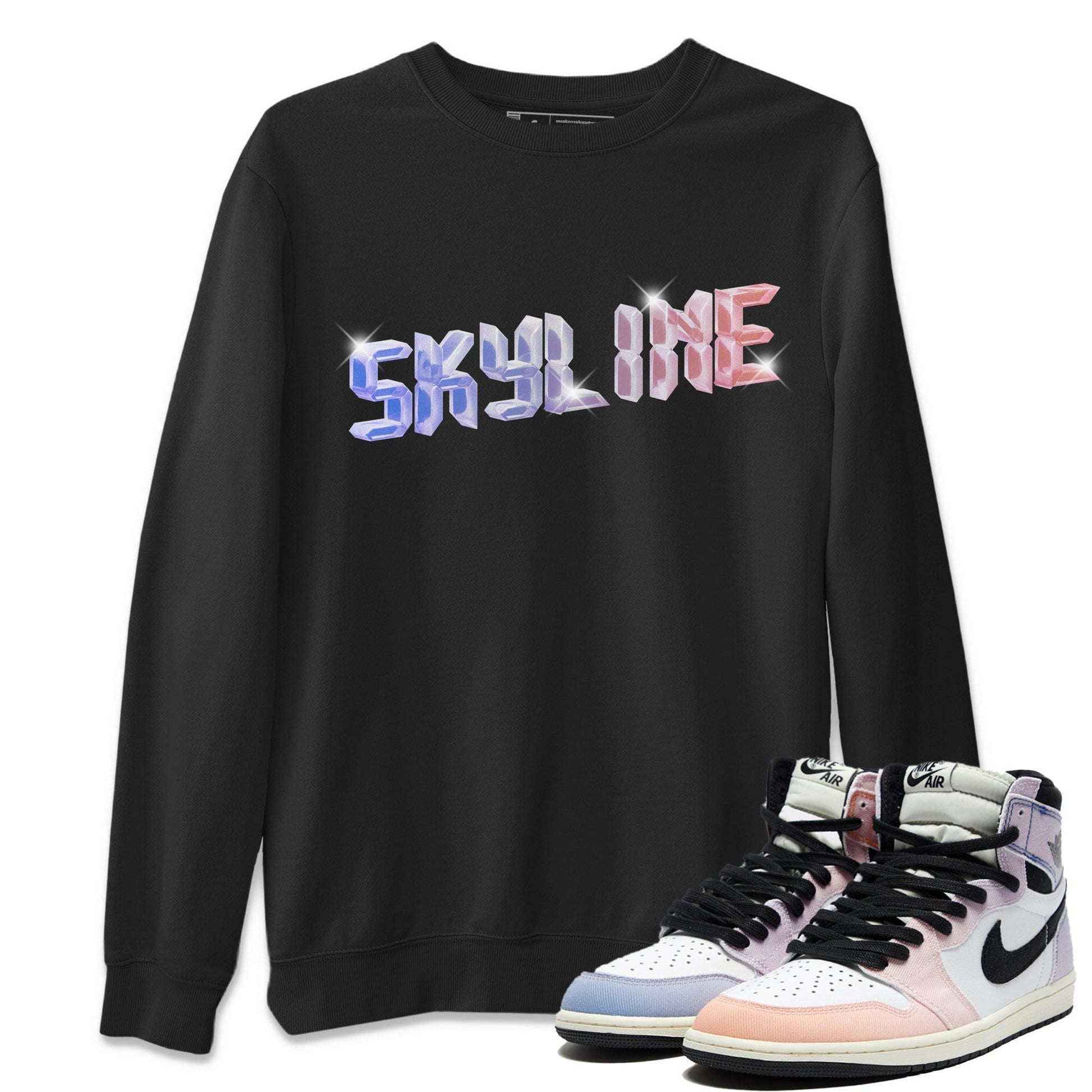 Air Jordan 1 Skyline Digital Crystal Crew Neck Sneaker Tees Air Jordan 1 Skyline Sneaker T-Shirts Washing and Care Tip