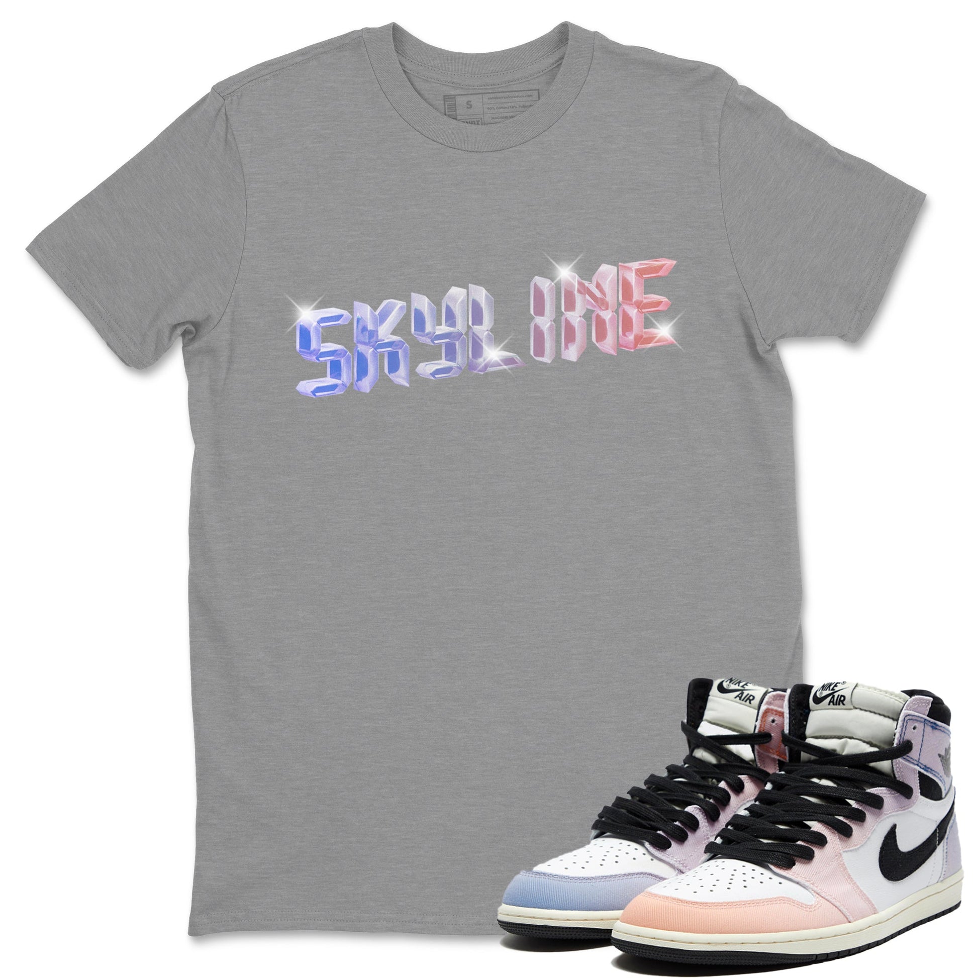 Air Jordan 1 Skyline Digital Crystal Crew Neck Sneaker Tees Air Jordan 1 Skyline Sneaker T-Shirts Size Chart